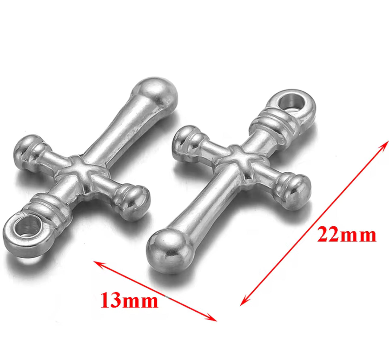 Small Cross stainless steel silver pendant with hook