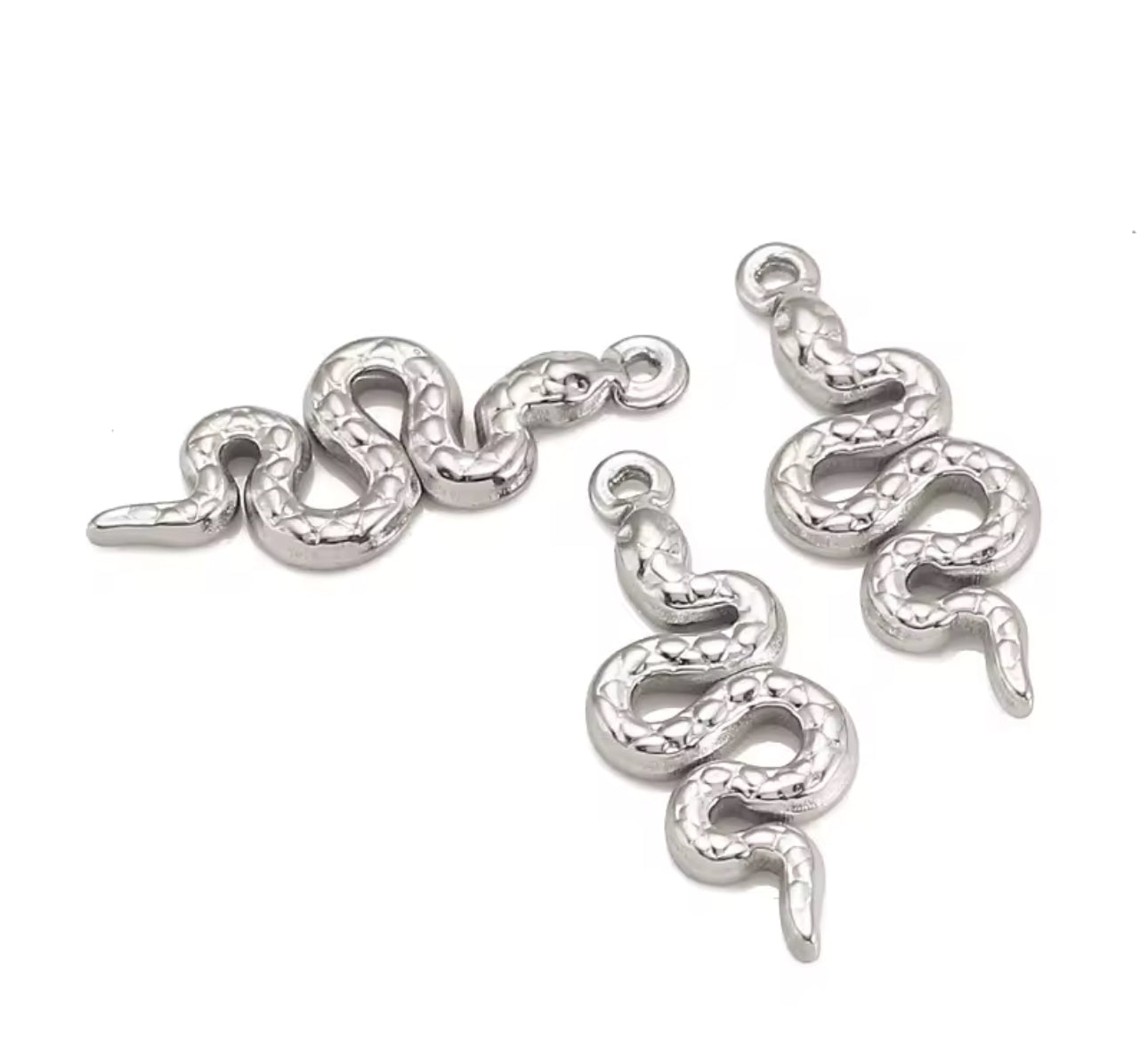 Snake silver stainless steel pendant with hook