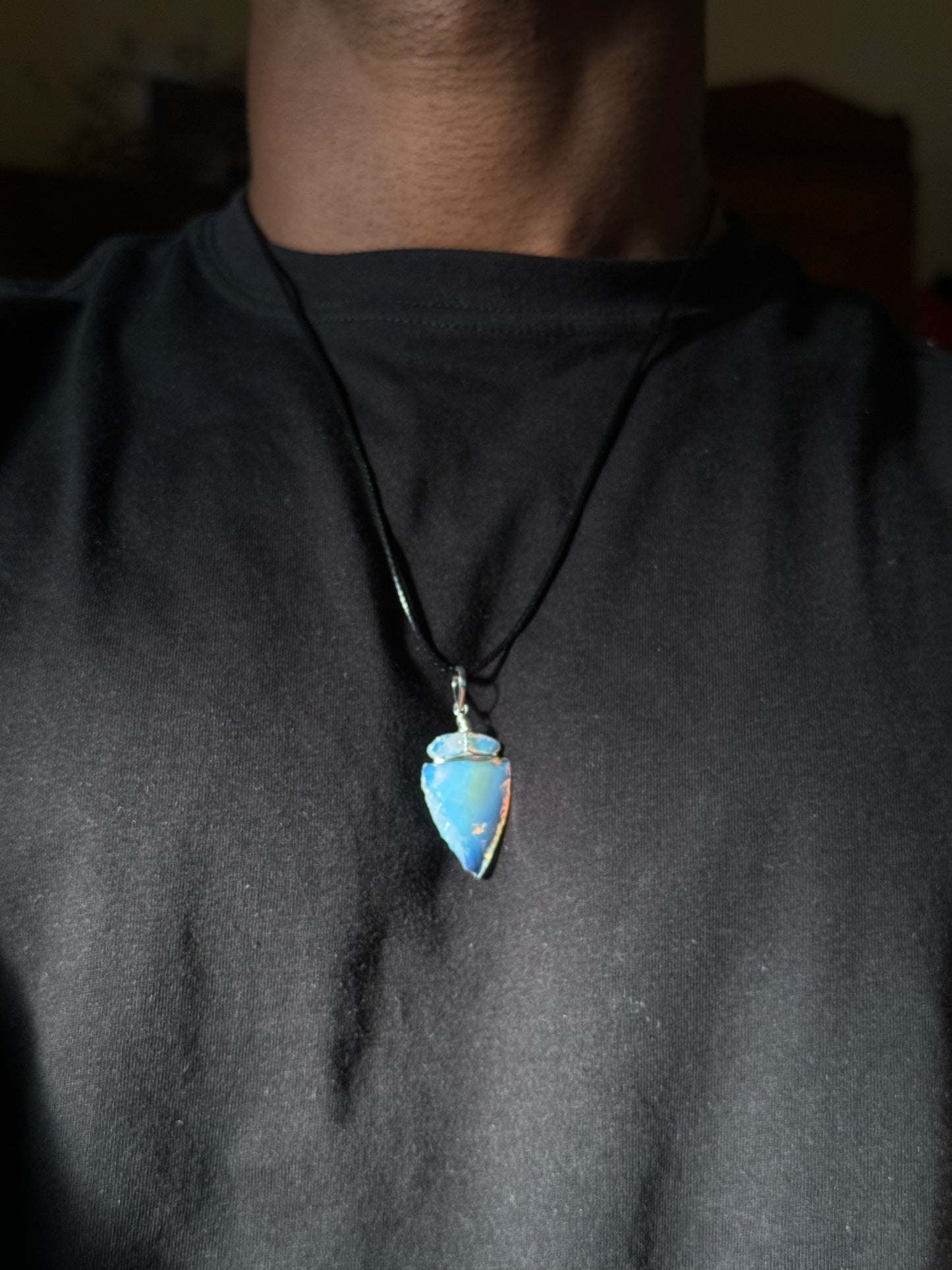 Opalite stone arrow necklace