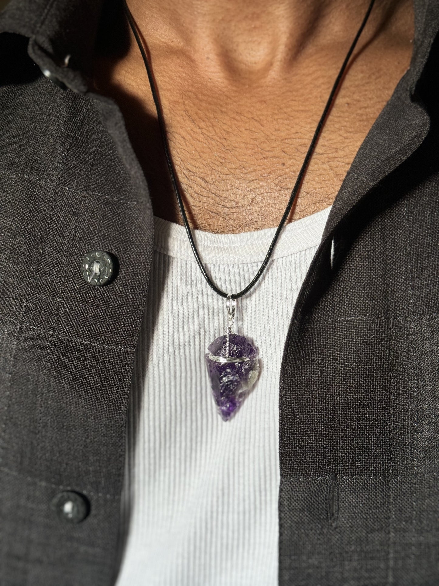 Amethyst stone arrow necklace