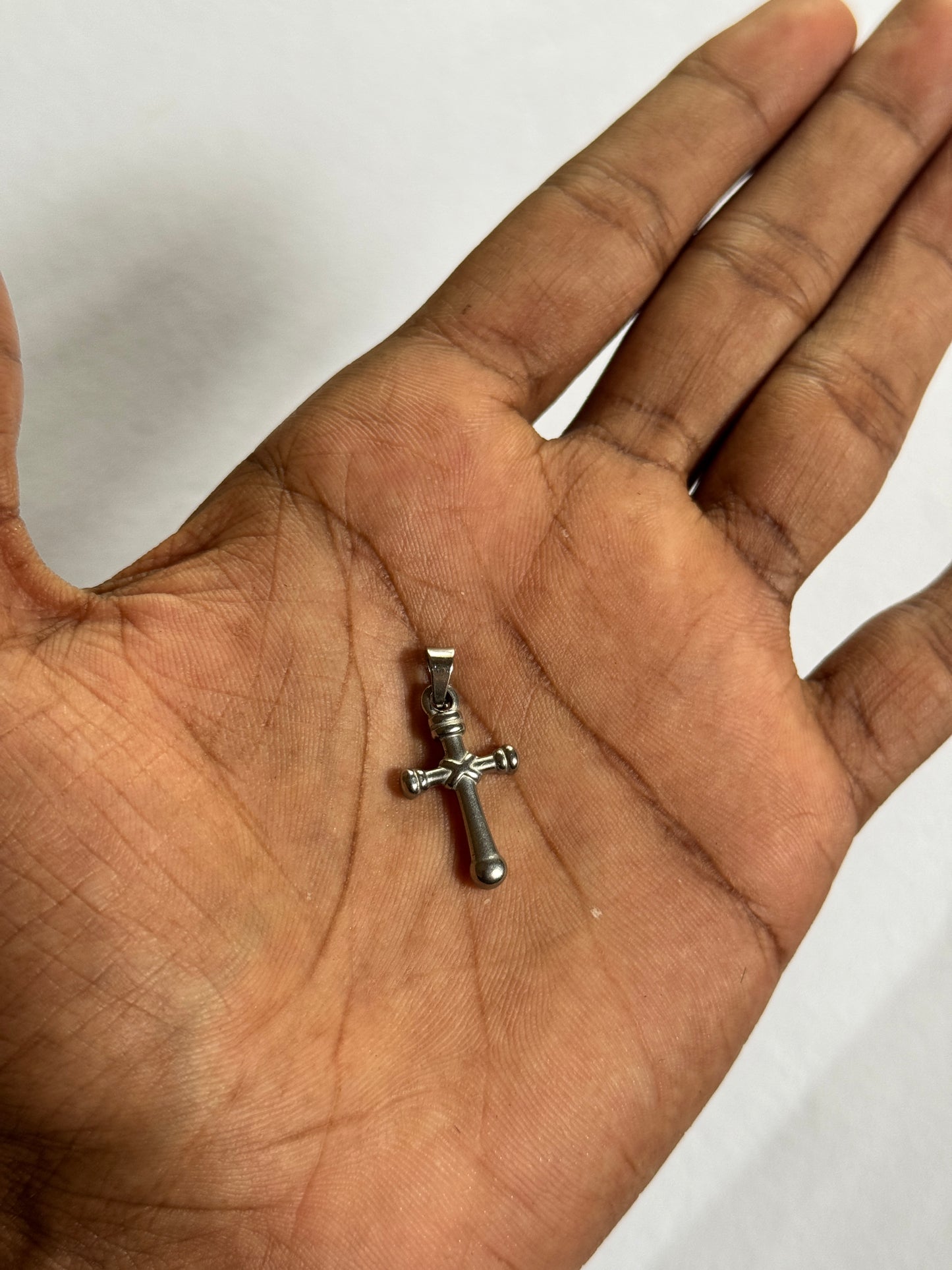 Small Cross stainless steel silver pendant with hook