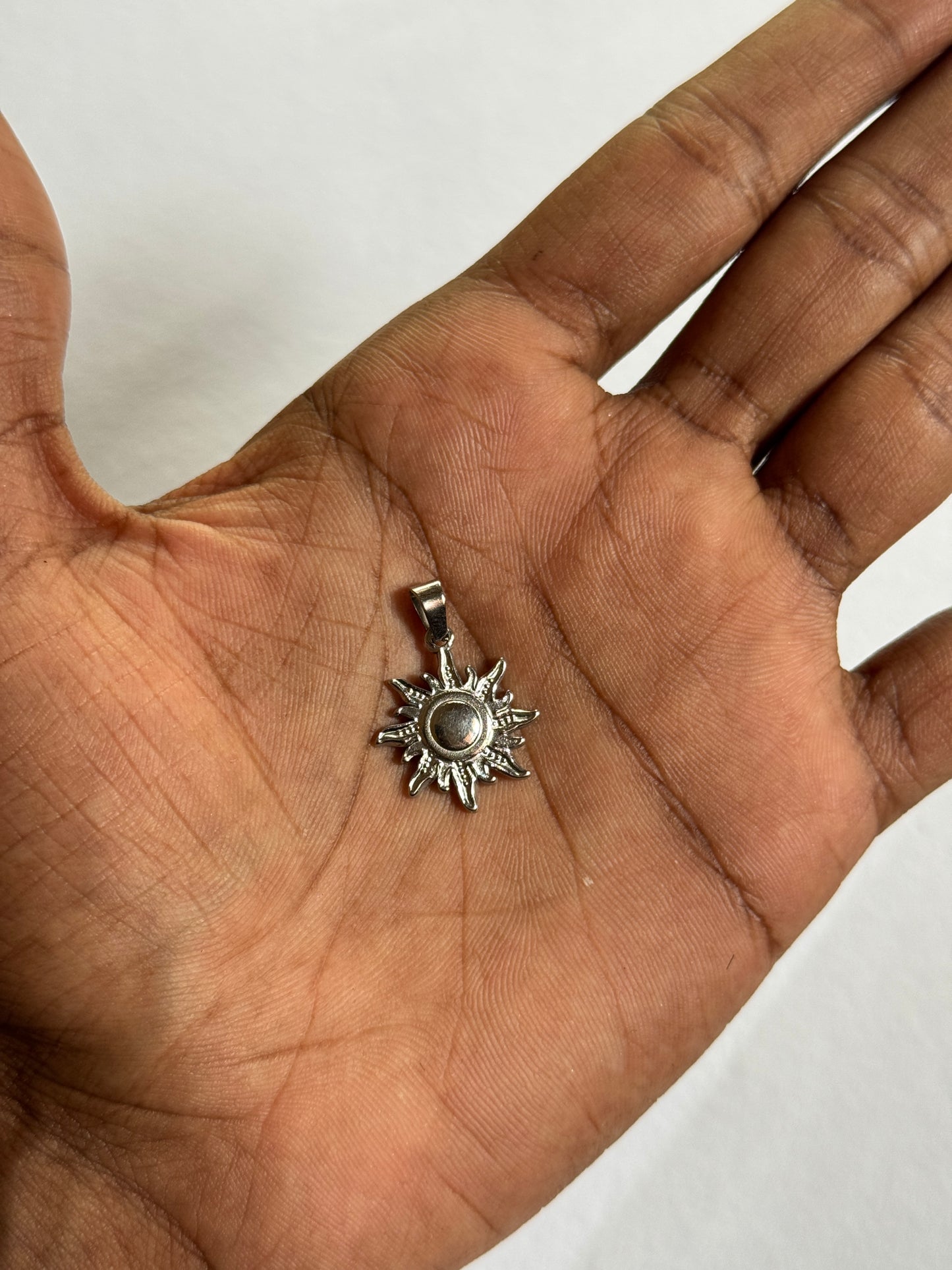 Sun stainless steel silver minimal pendant