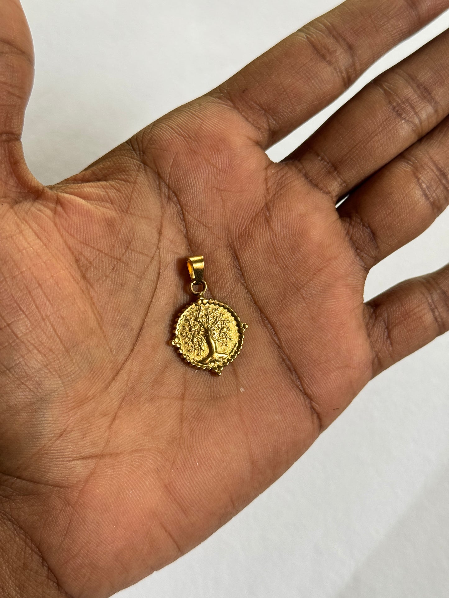 Tree of life 18k gold plated stainless steel pendant with hook