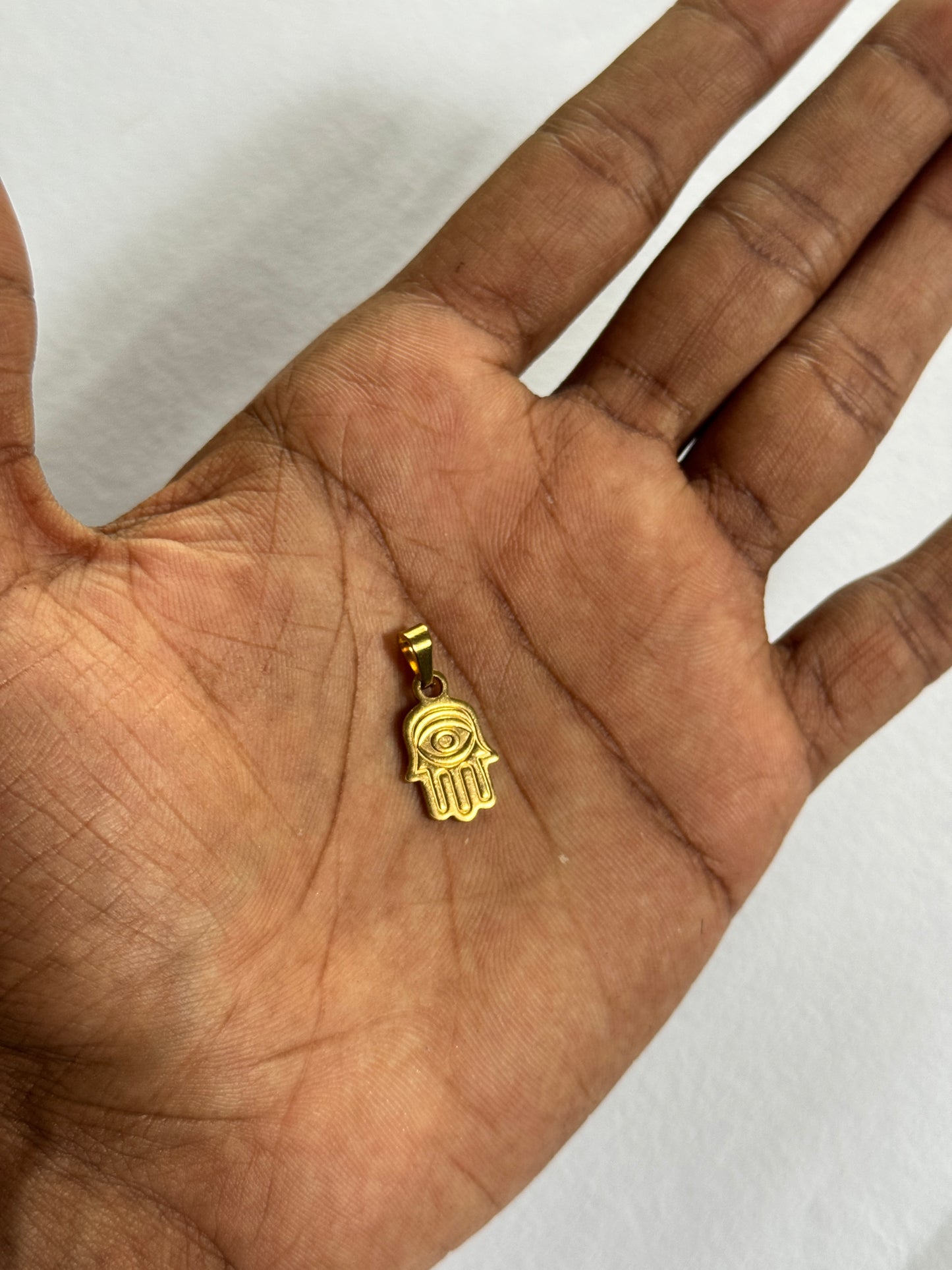 Hamsa hand small 18k gold plated stainless steel pendant with hook