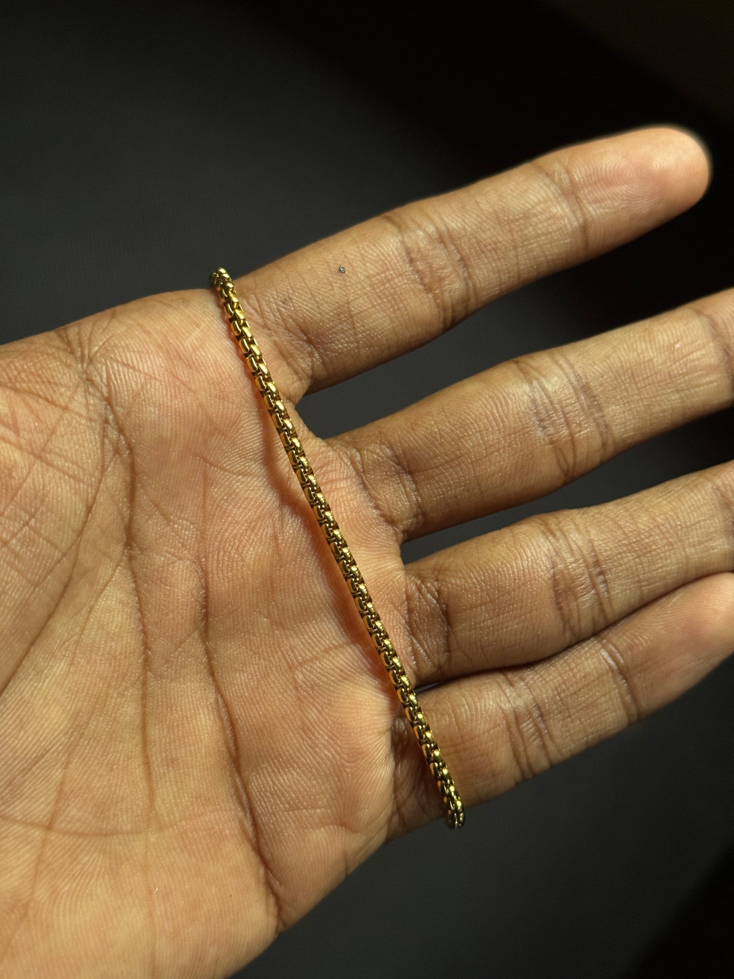 r box stainless steel 18k gold plated chain 55 cm x 2.5mm
