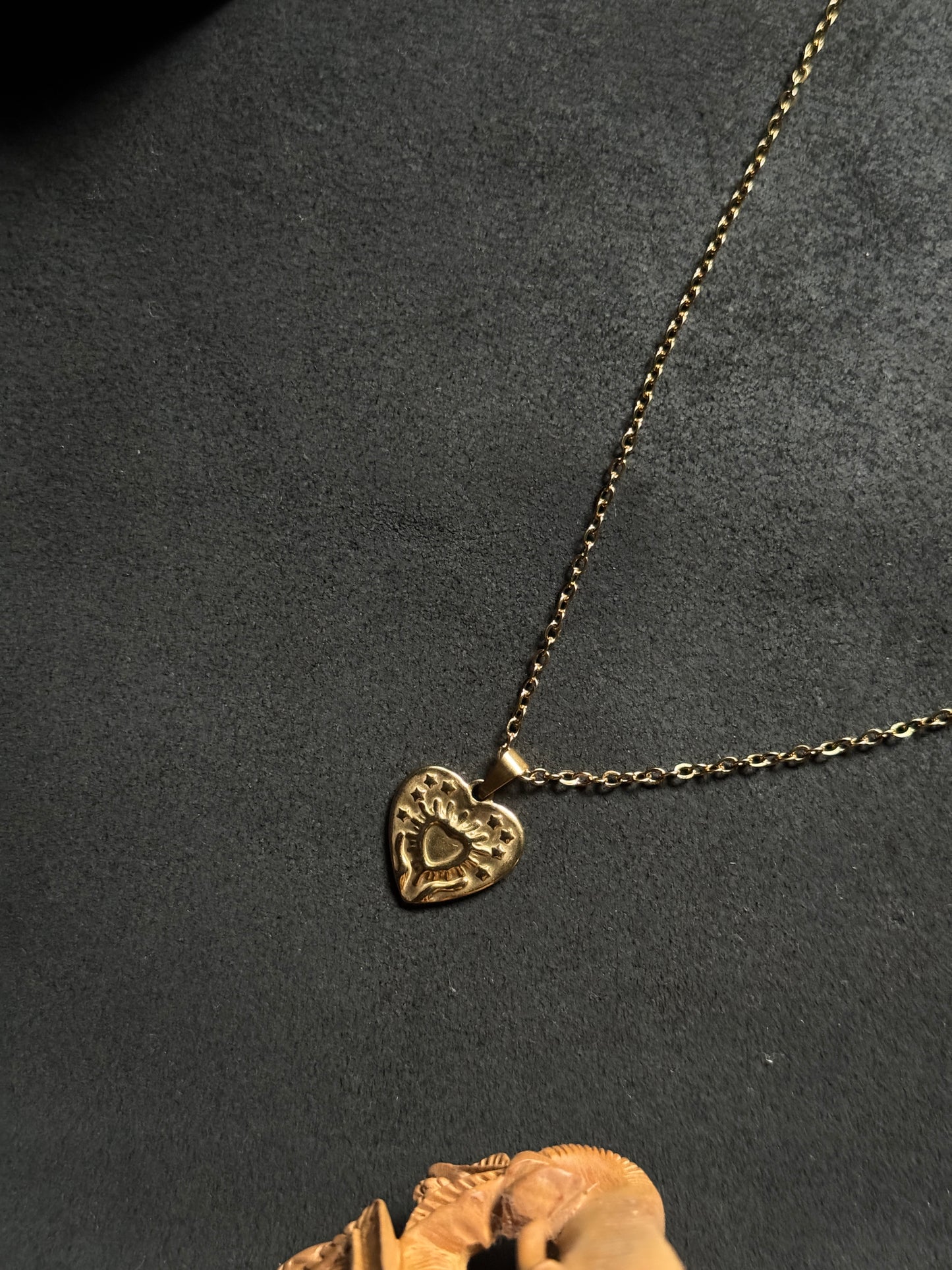 love shape 18k gold plated necklace