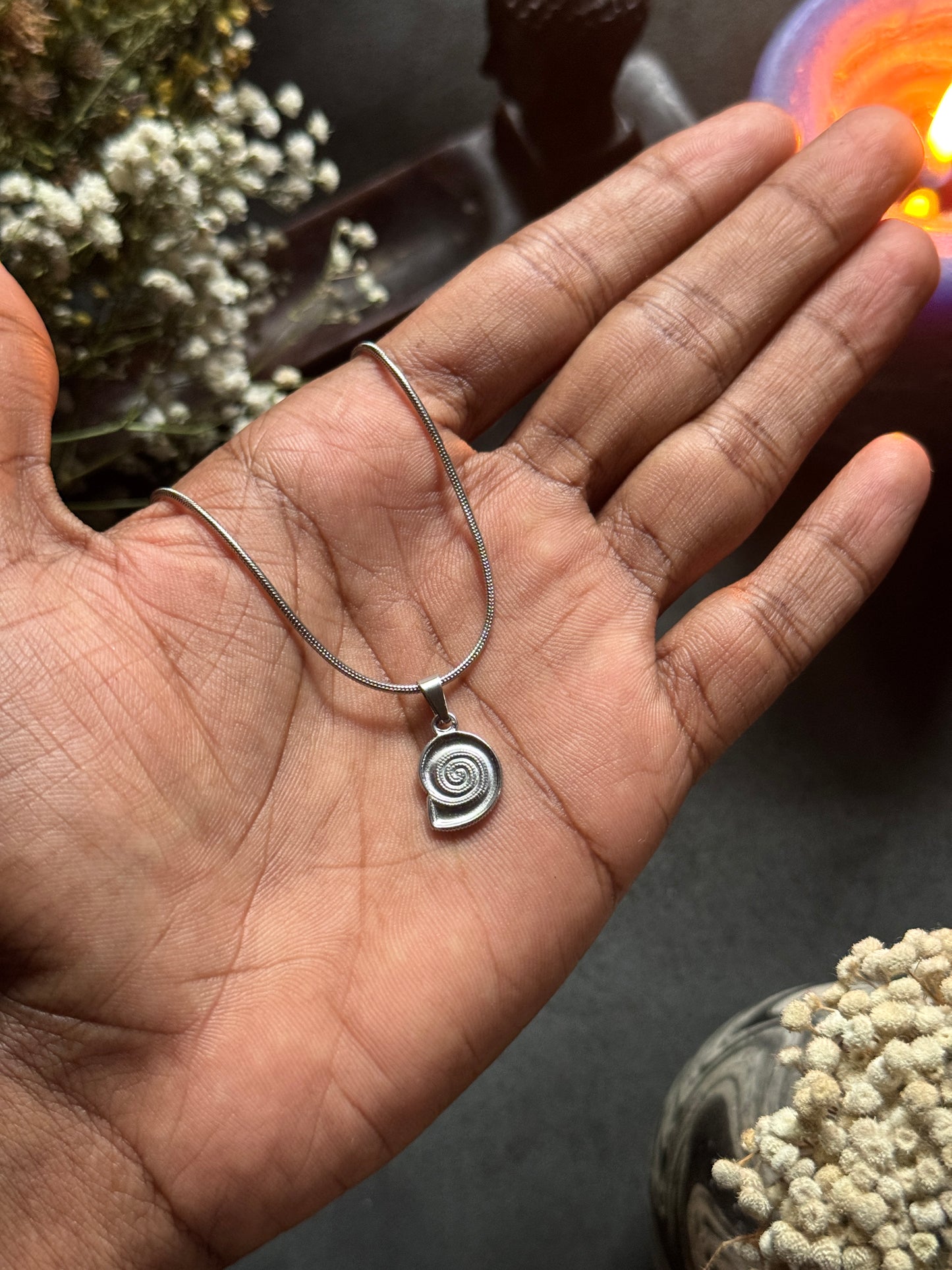 Naruto spiral silver stainless steel necklace in 55 cm chain