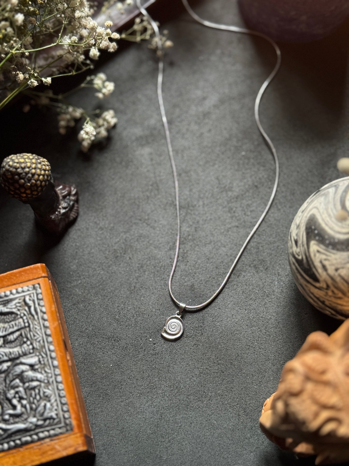 Naruto spiral silver stainless steel necklace in 55 cm chain
