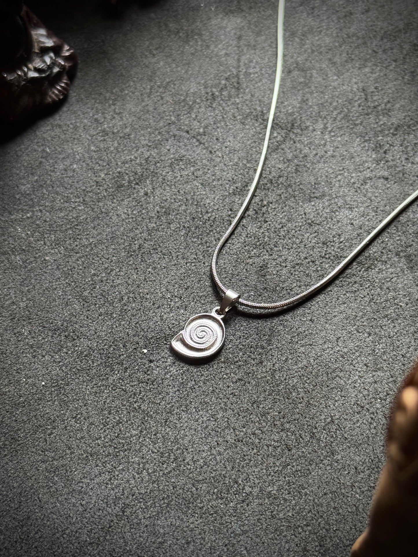 Naruto spiral silver stainless steel necklace in 55 cm chain