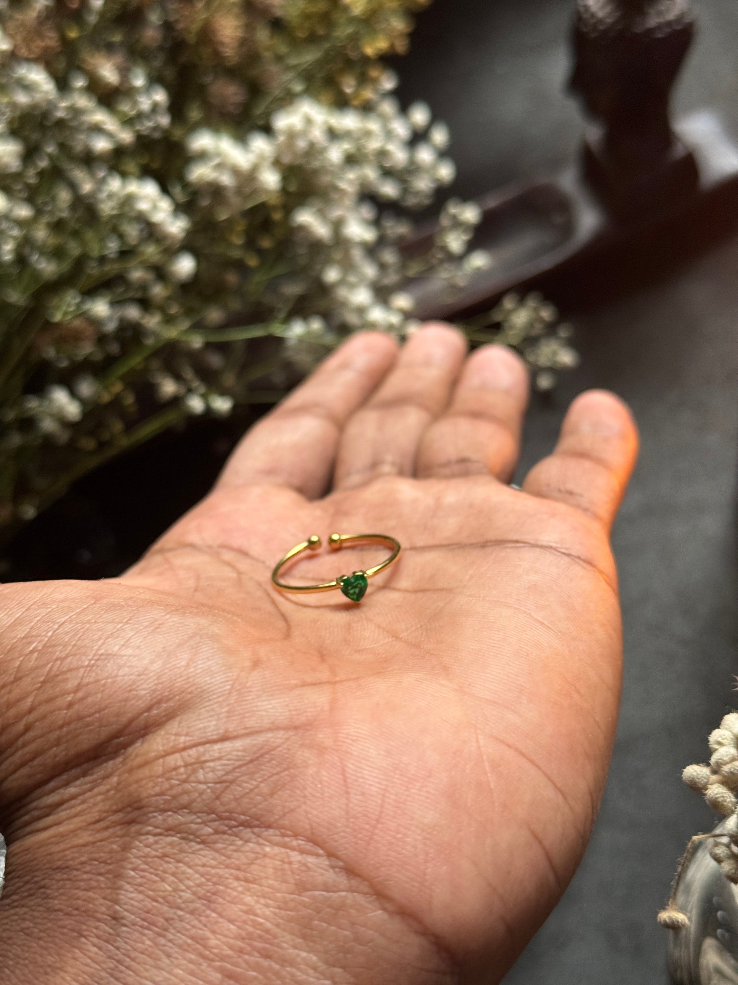 18k gold plated adjustable heart shape zircon stone ring