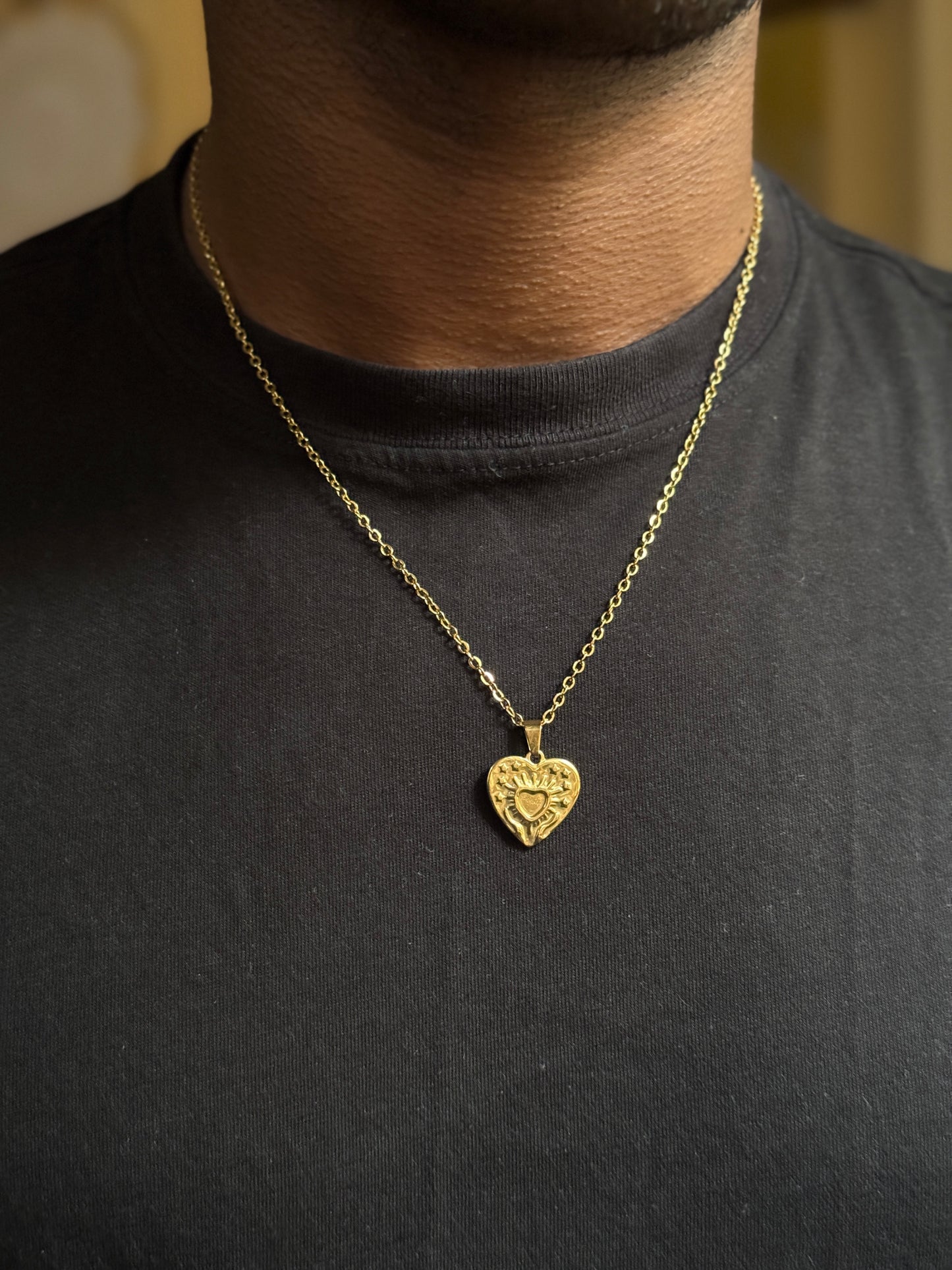 love shape 18k gold plated necklace