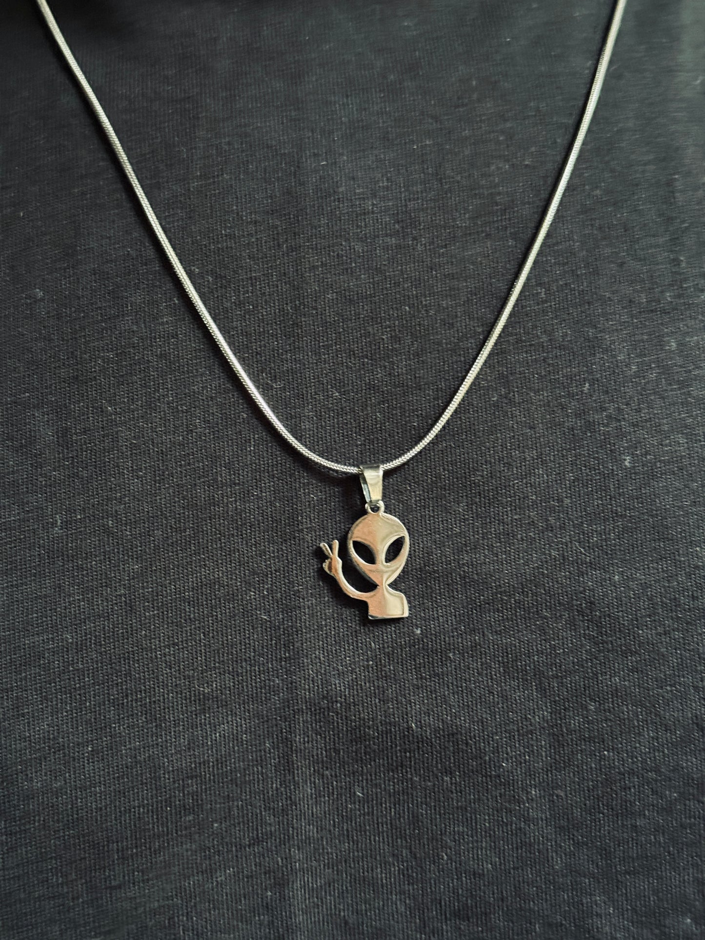 Alien stainless steel silver necklace with 55 cm stainless steel chain