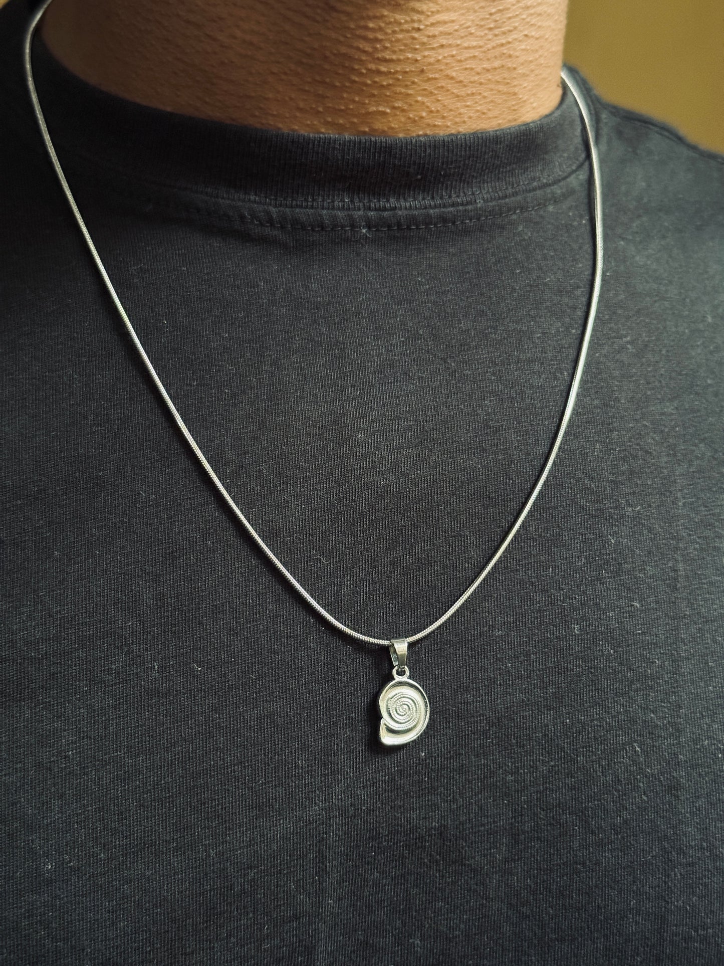 Naruto spiral silver stainless steel necklace in 55 cm chain