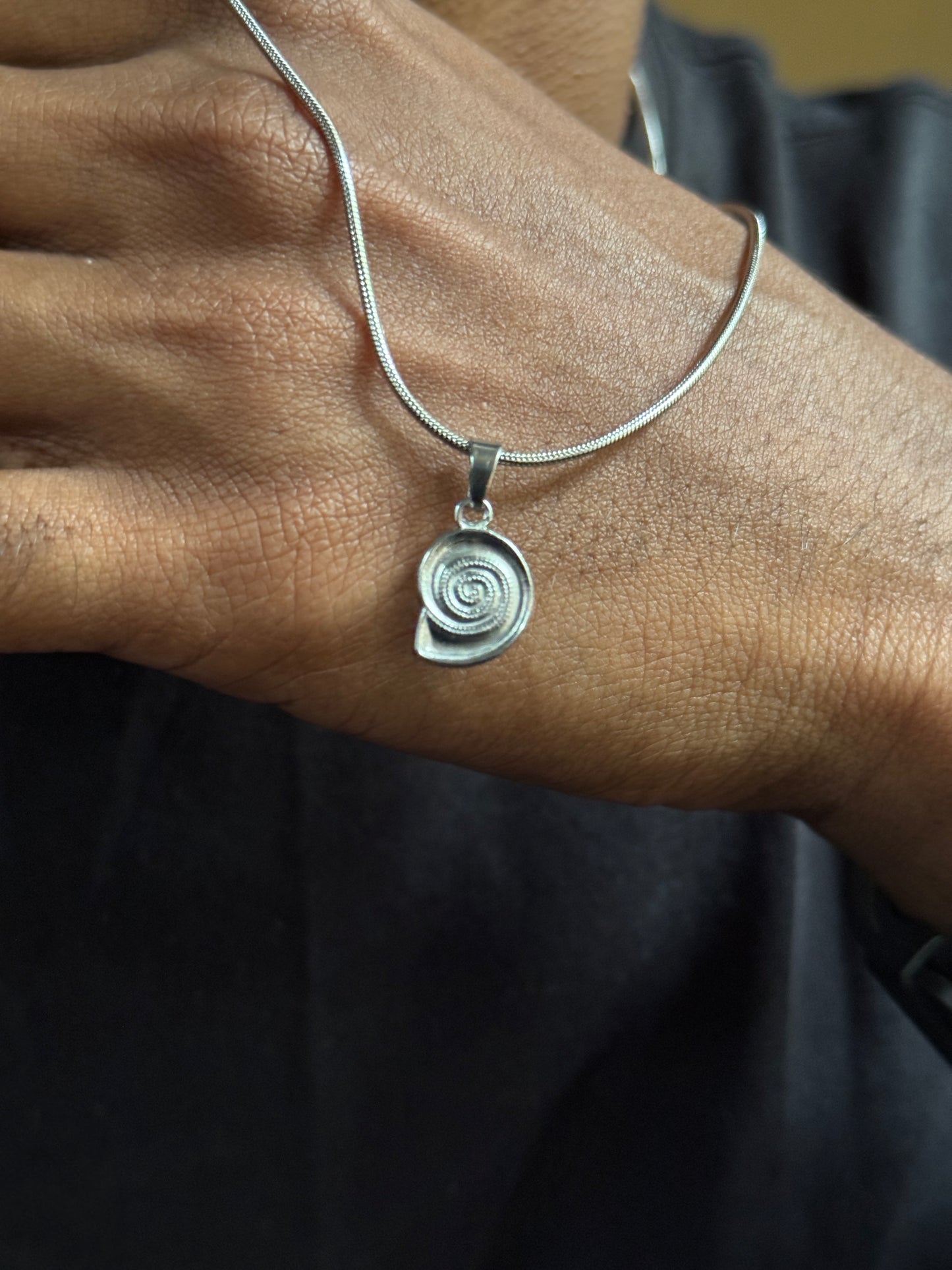 Naruto spiral silver stainless steel necklace in 55 cm chain