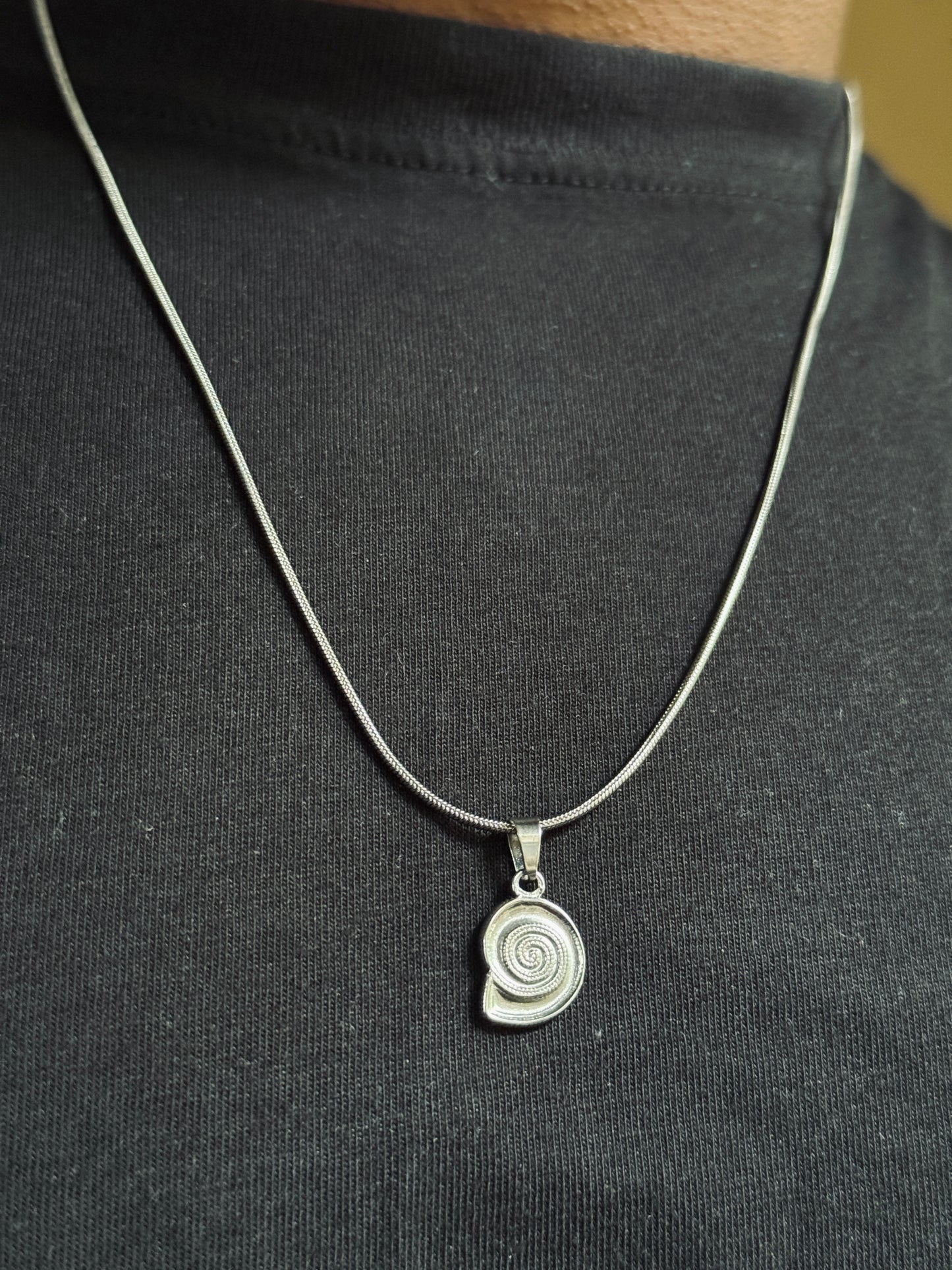 Naruto spiral silver stainless steel necklace in 55 cm chain