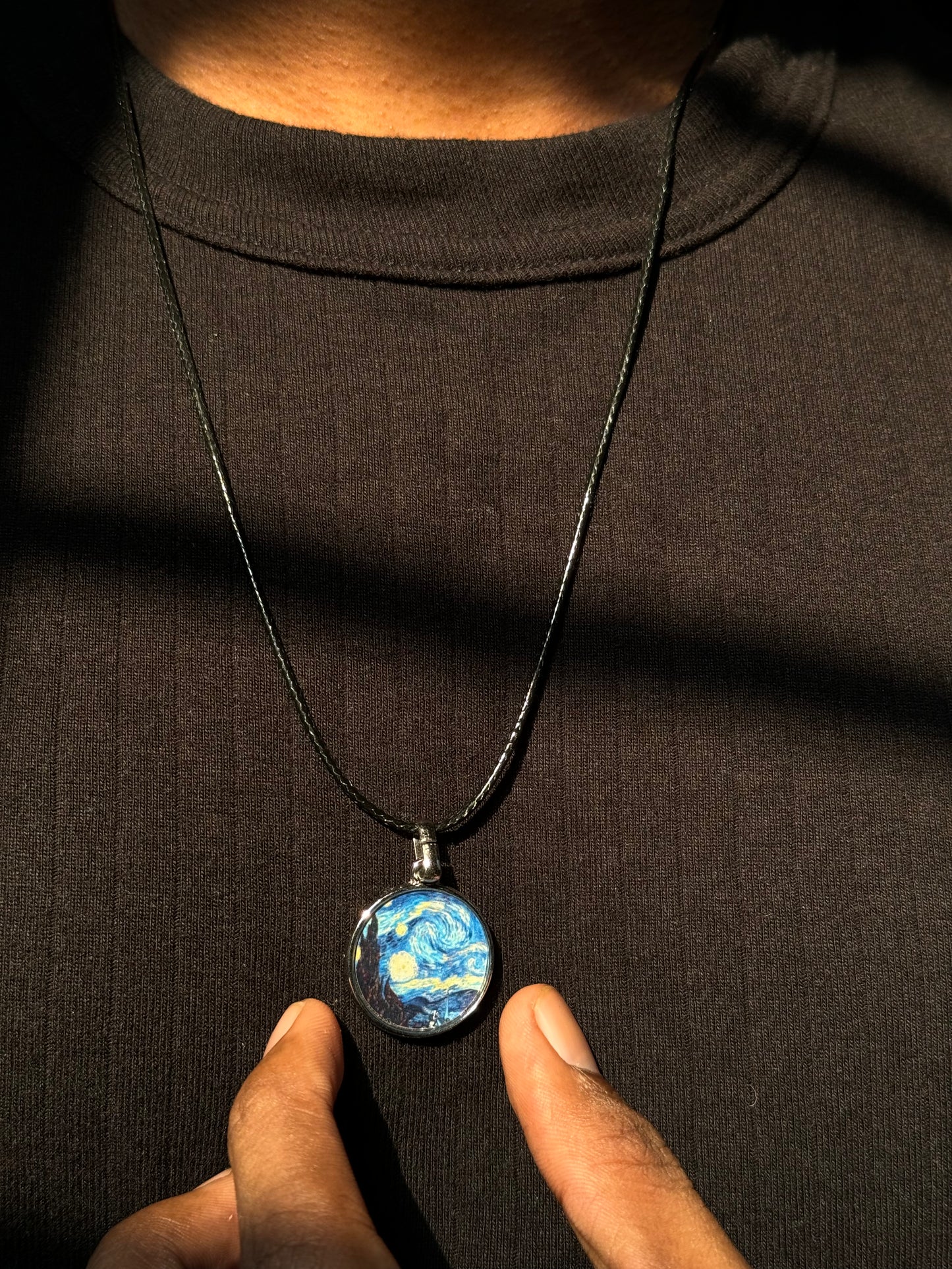 Starry night resin necklace