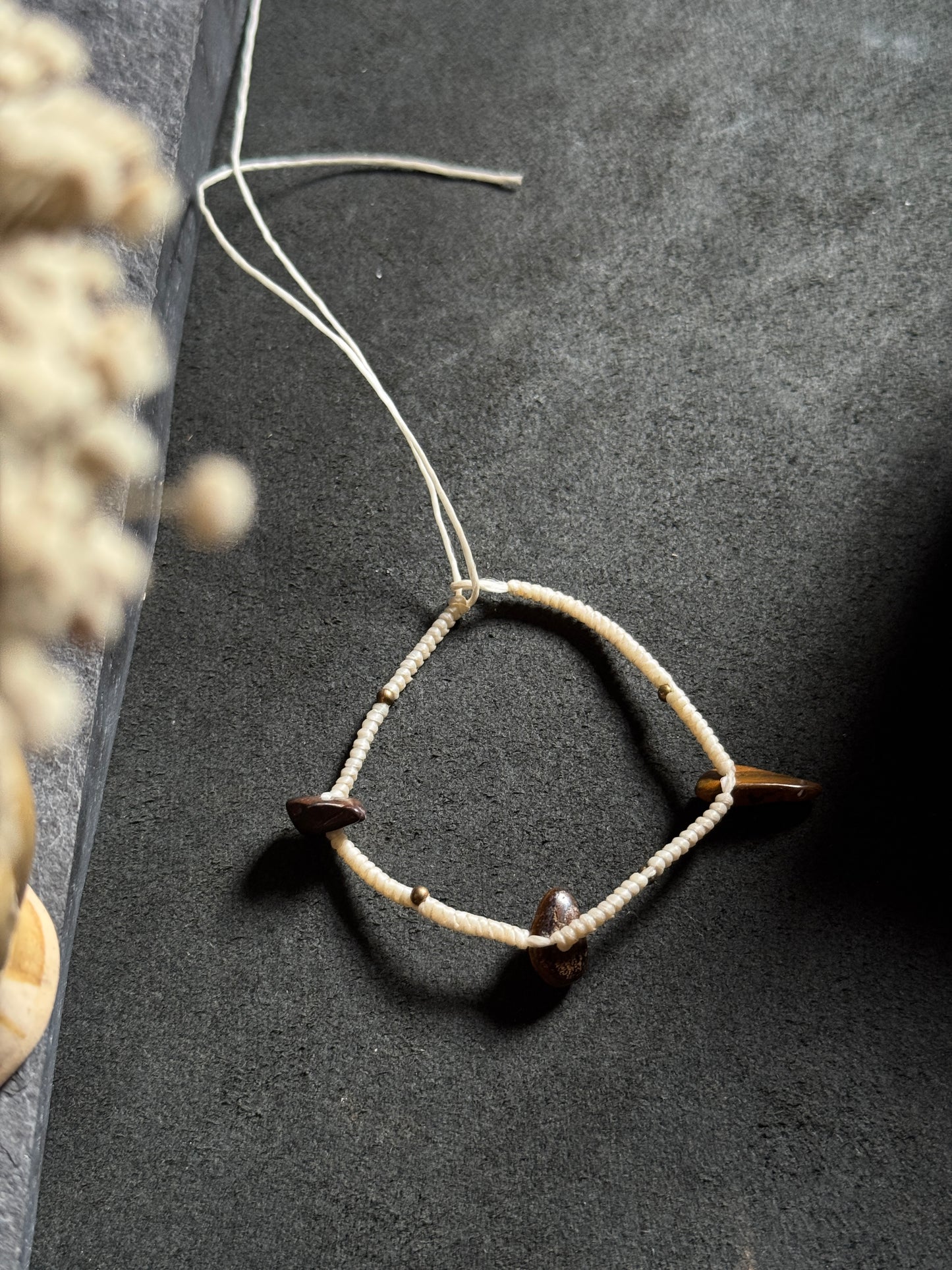 White macrame anklet
