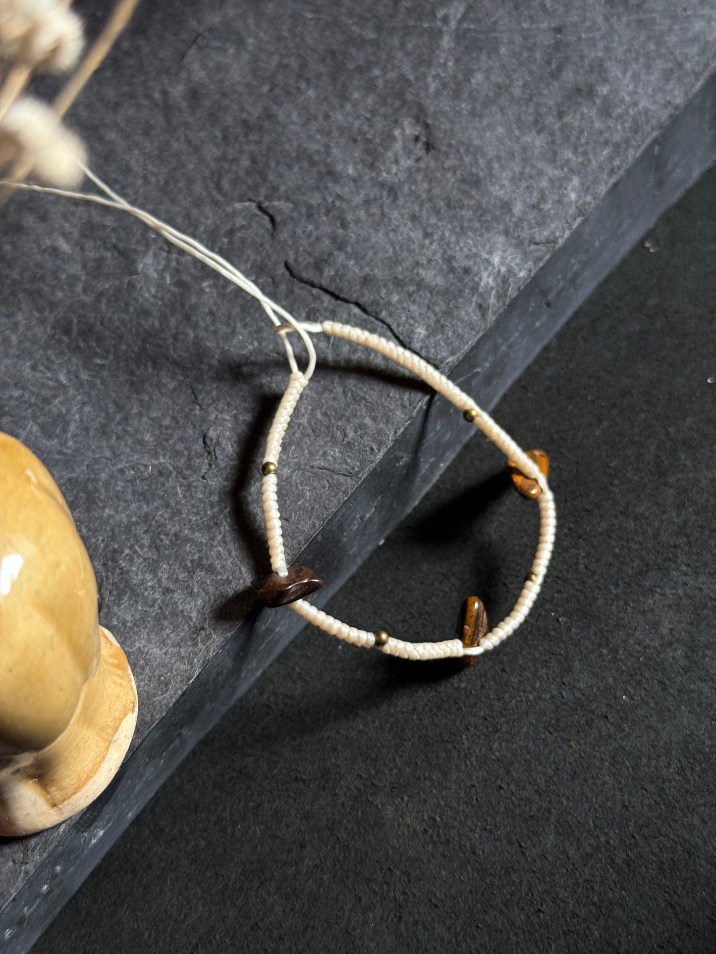 White macrame anklet