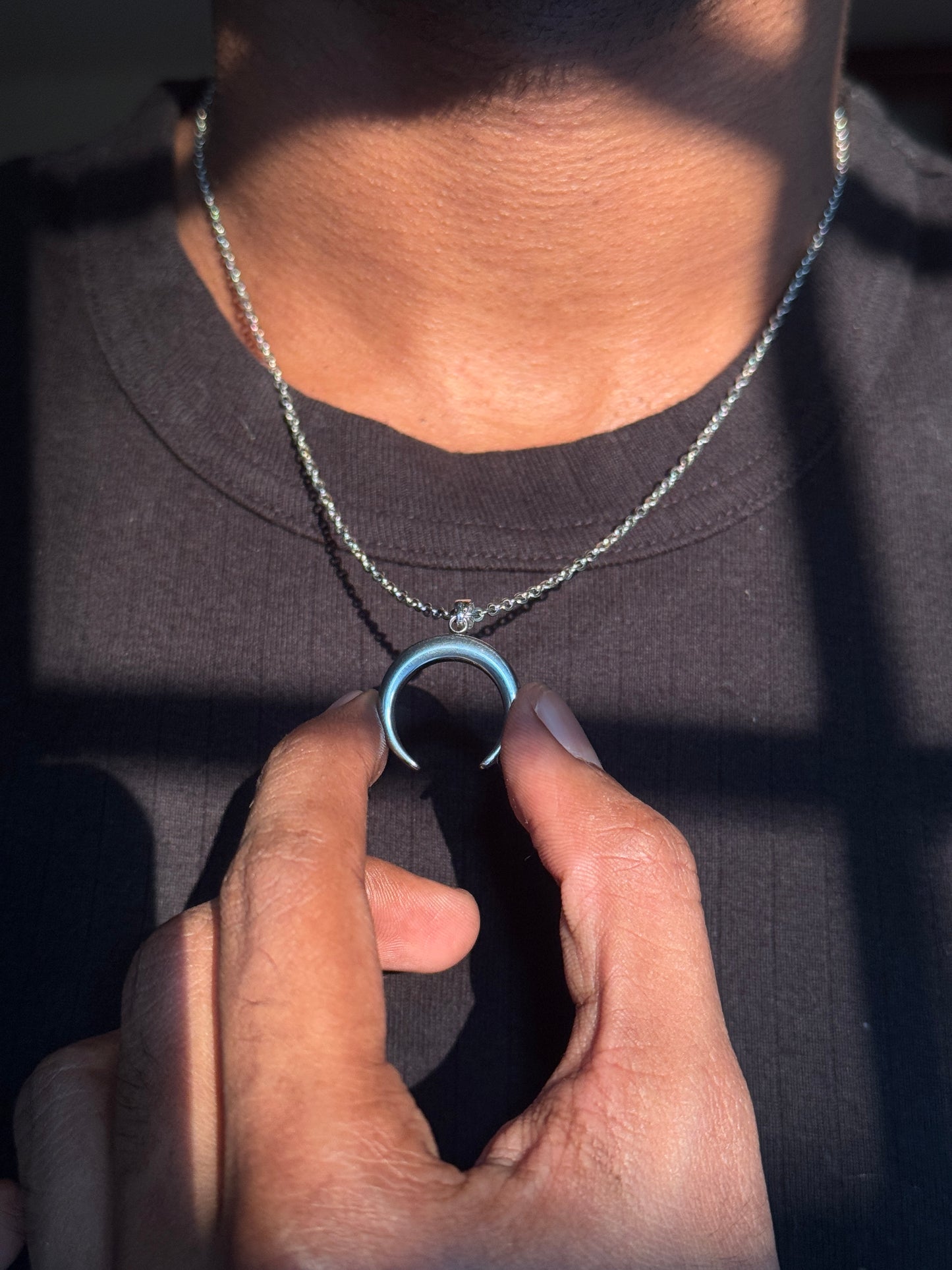 Moon stainless steel silver necklace
