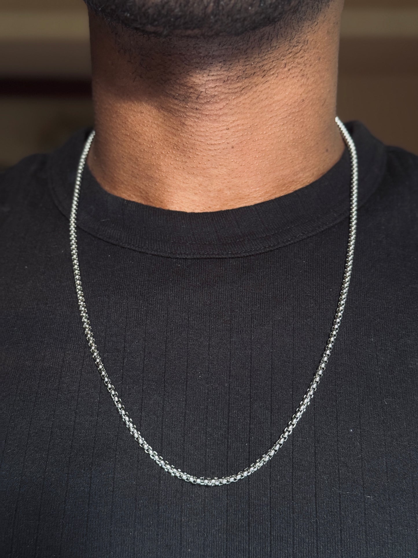 r box stainless steel silver chain 60 cm x 2.5mm