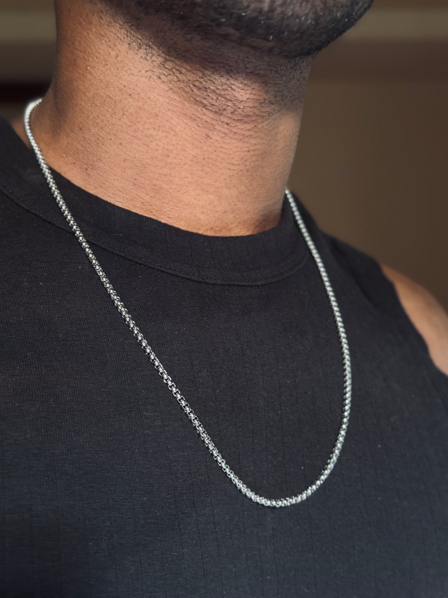 r box stainless steel silver chain 60 cm x 2.5mm