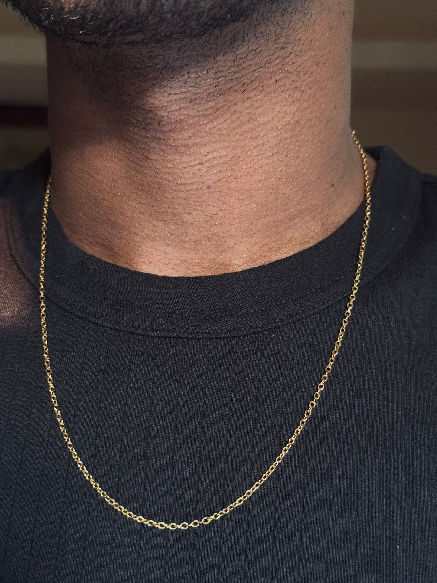 cable stainless steel 18k gold plated chain 45+7.5 cm x 2mm