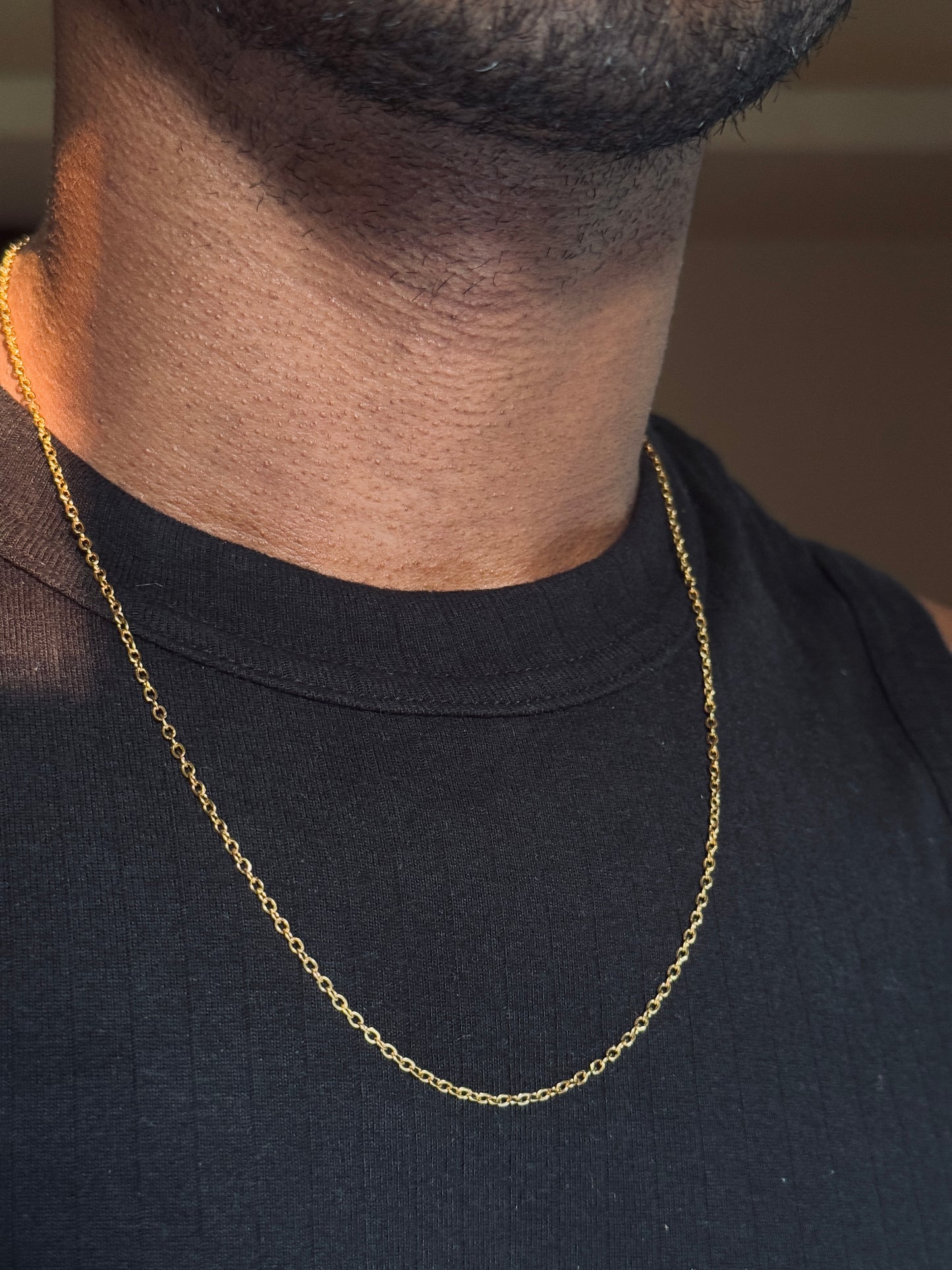 cable stainless steel 18k gold plated chain 45+7.5 cm x 2mm