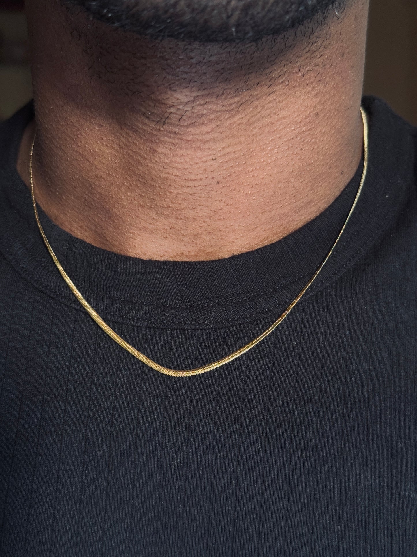 Snake stainless steel 18k gold plated short chain 45 cm x 2mm