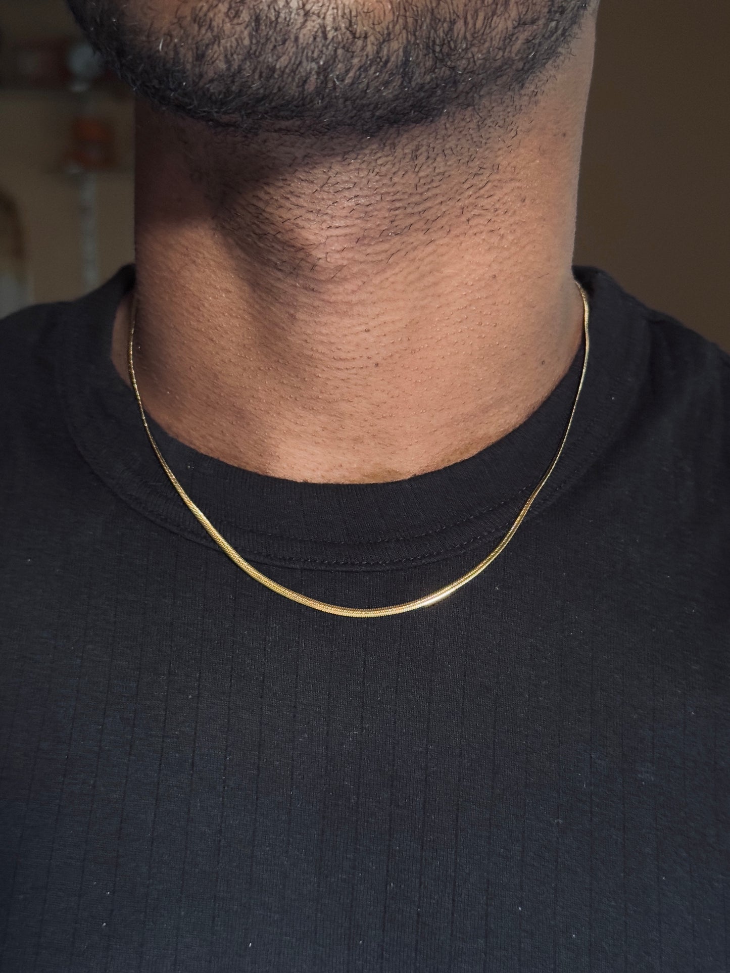Snake stainless steel 18k gold plated short chain 45 cm x 2mm
