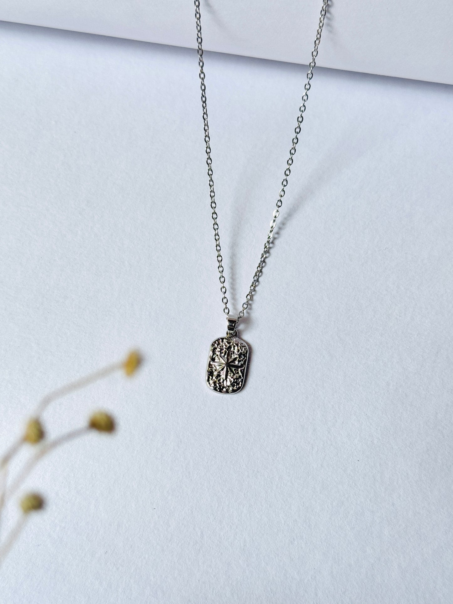 Star rectangle stainless steel necklace