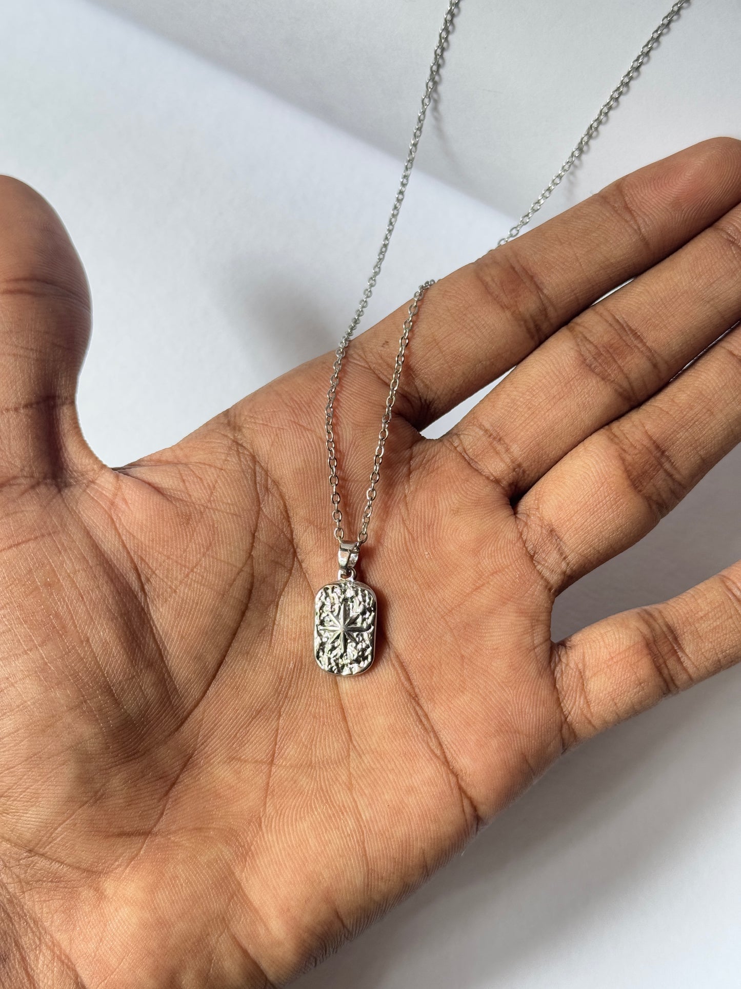 Star rectangle stainless steel necklace