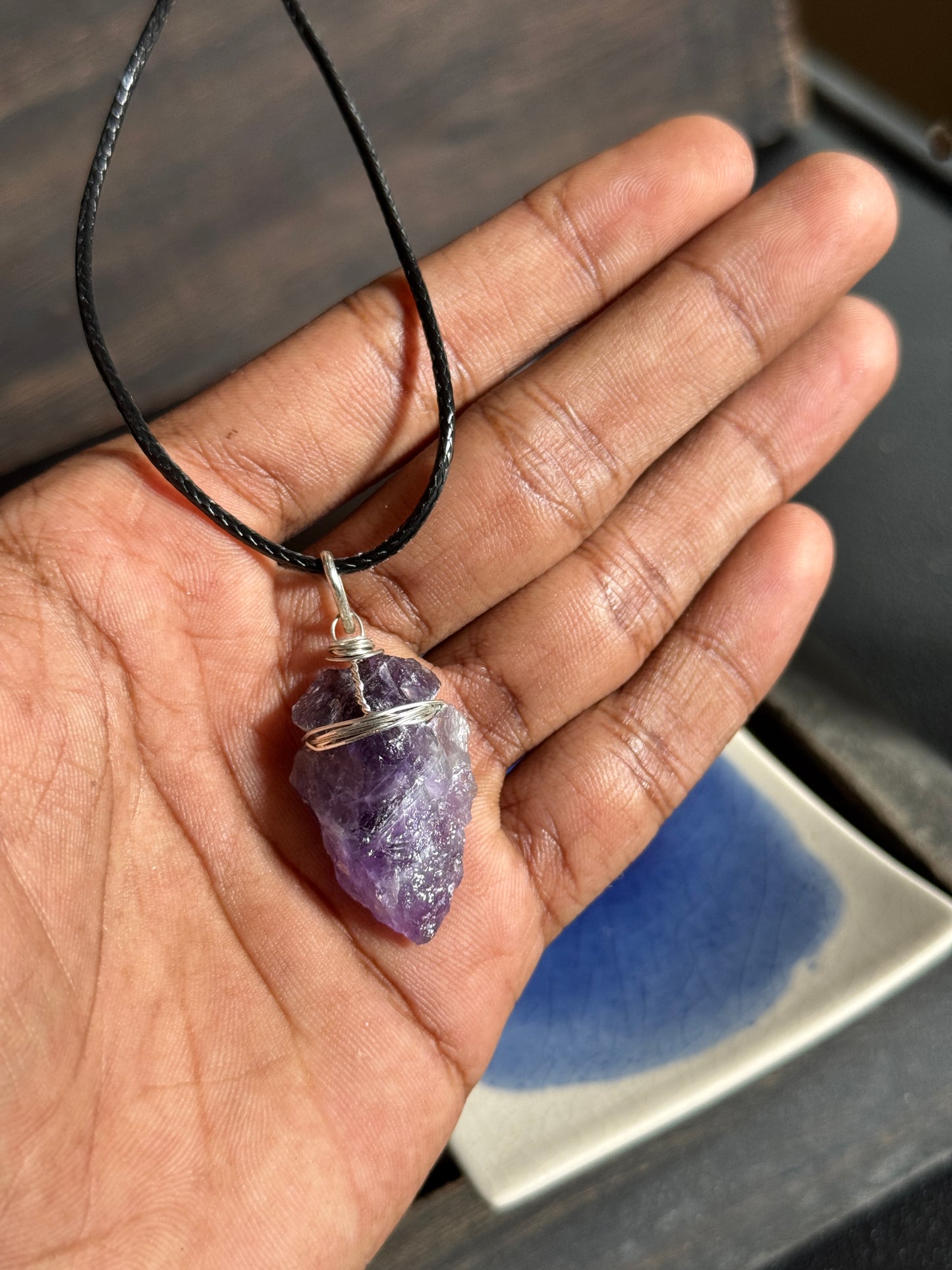 Amethyst stone arrow necklace