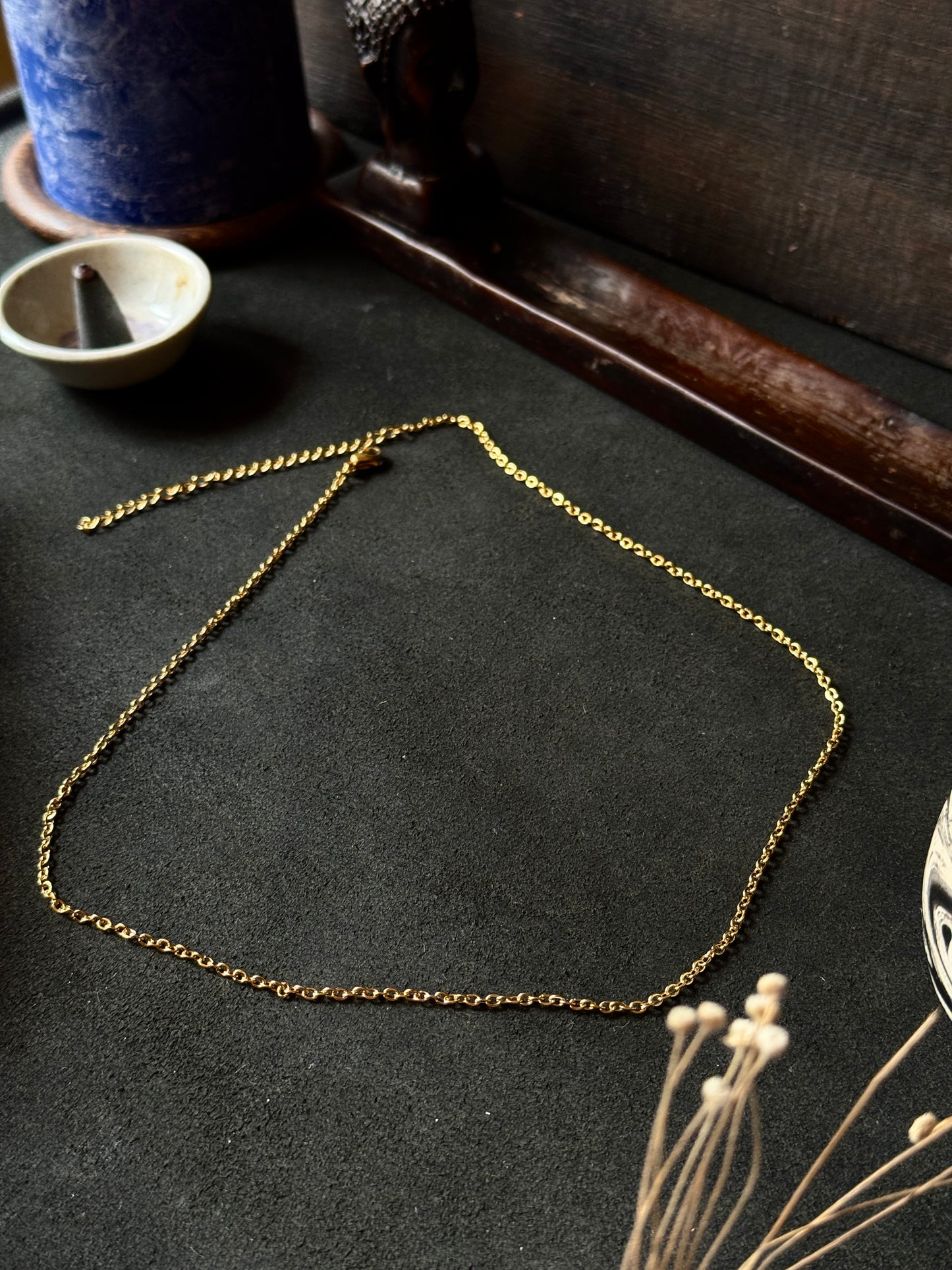 cable stainless steel 18k gold plated chain 45+7.5 cm x 2mm