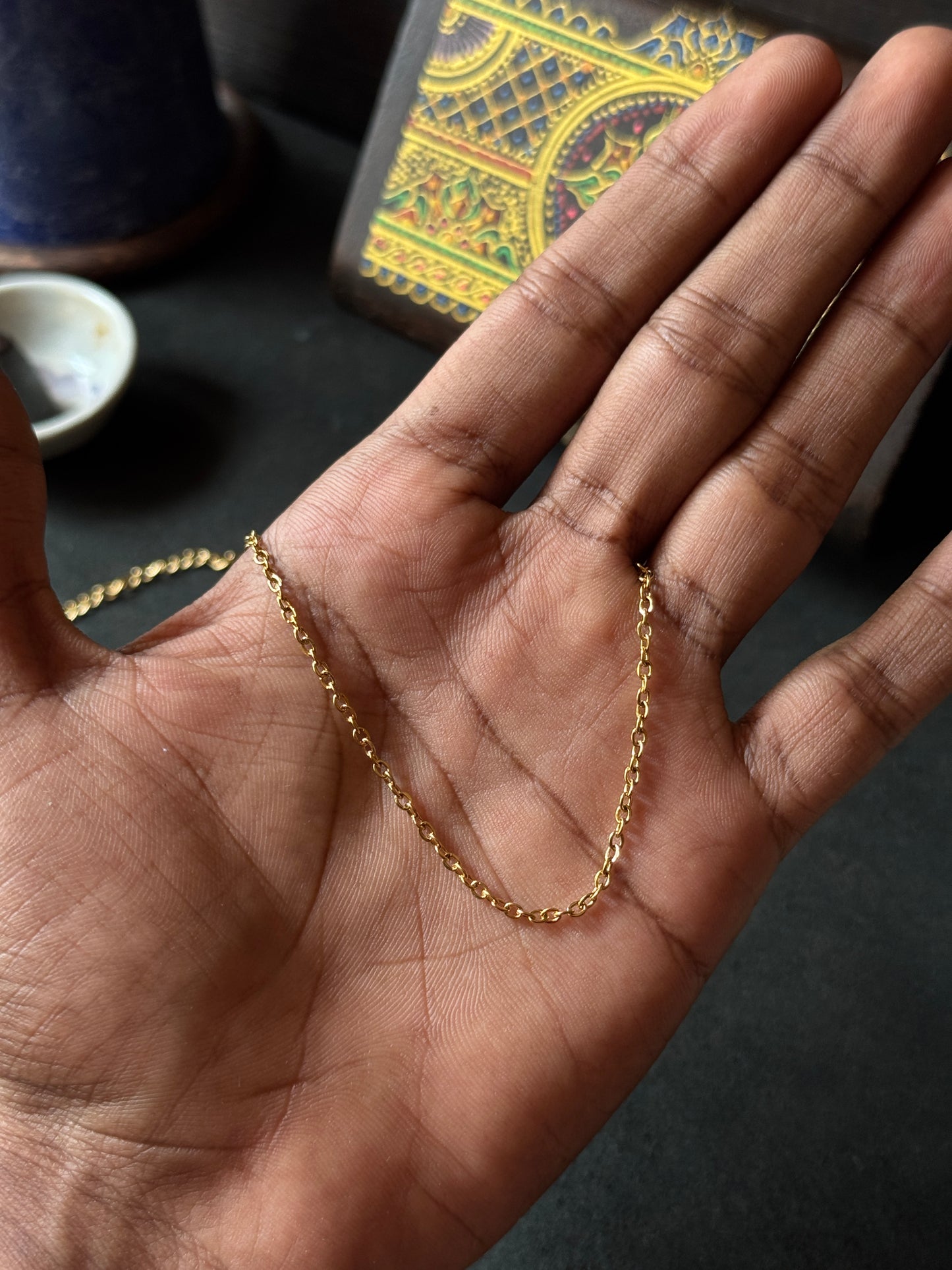 cable stainless steel 18k gold plated chain 45+7.5 cm x 2mm