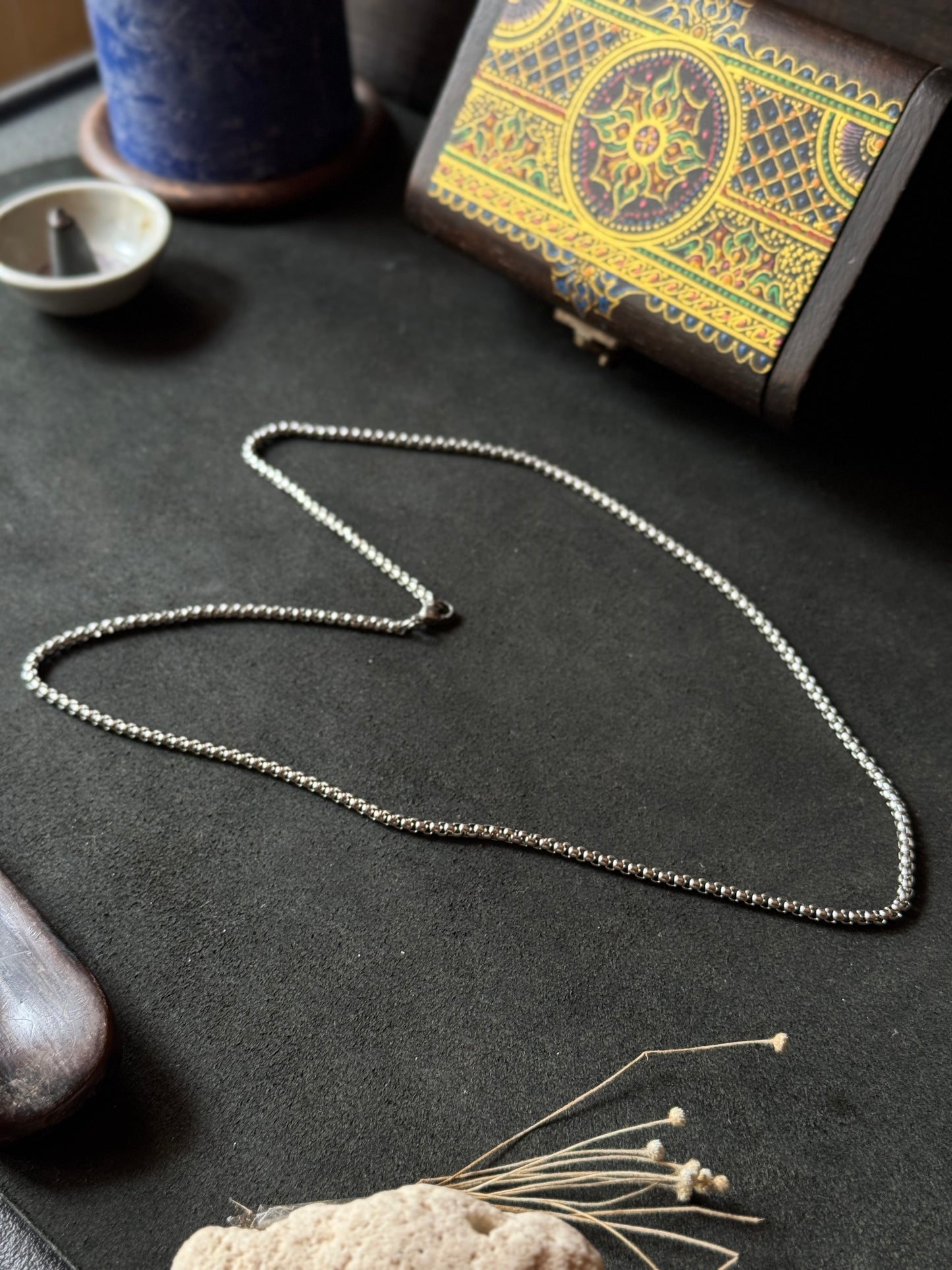 r box stainless steel silver chain 60 cm x 2.5mm