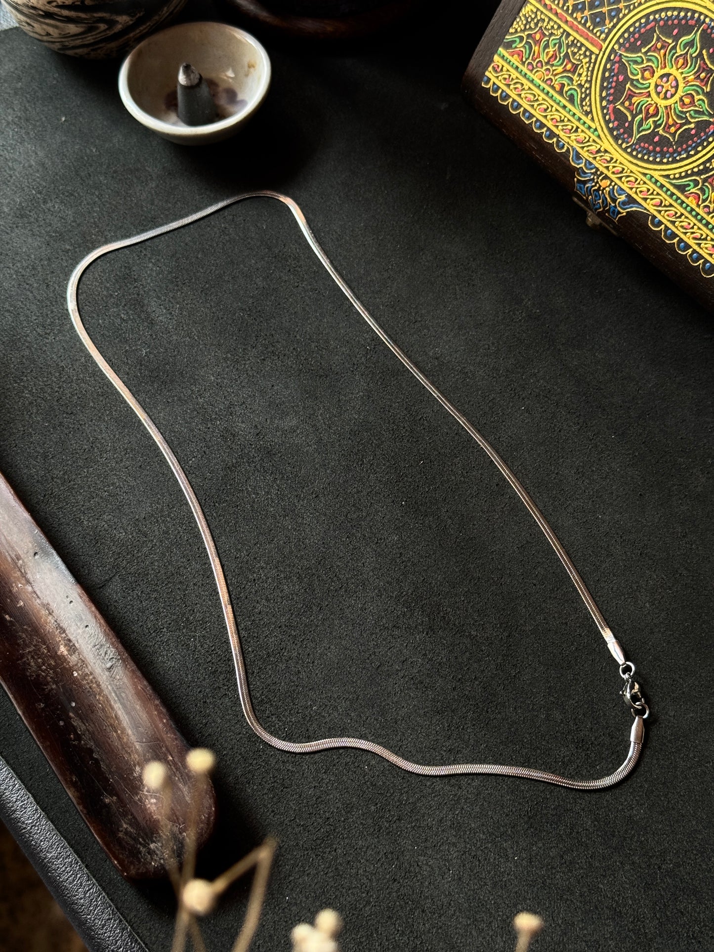 Snake stainless steel silver short chain 45 cm x 2mm