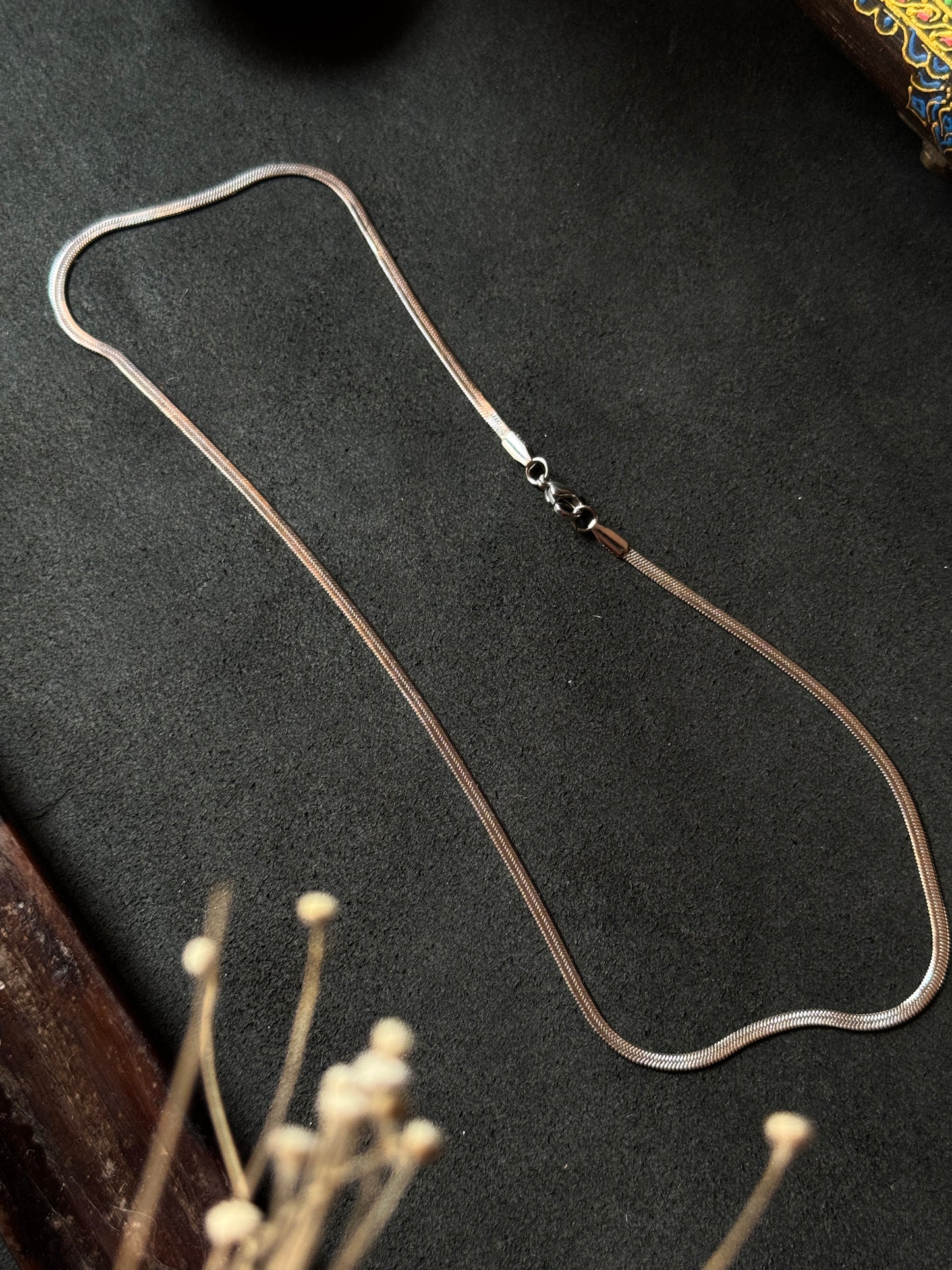 Snake stainless steel silver chain 55 cm x 2mm