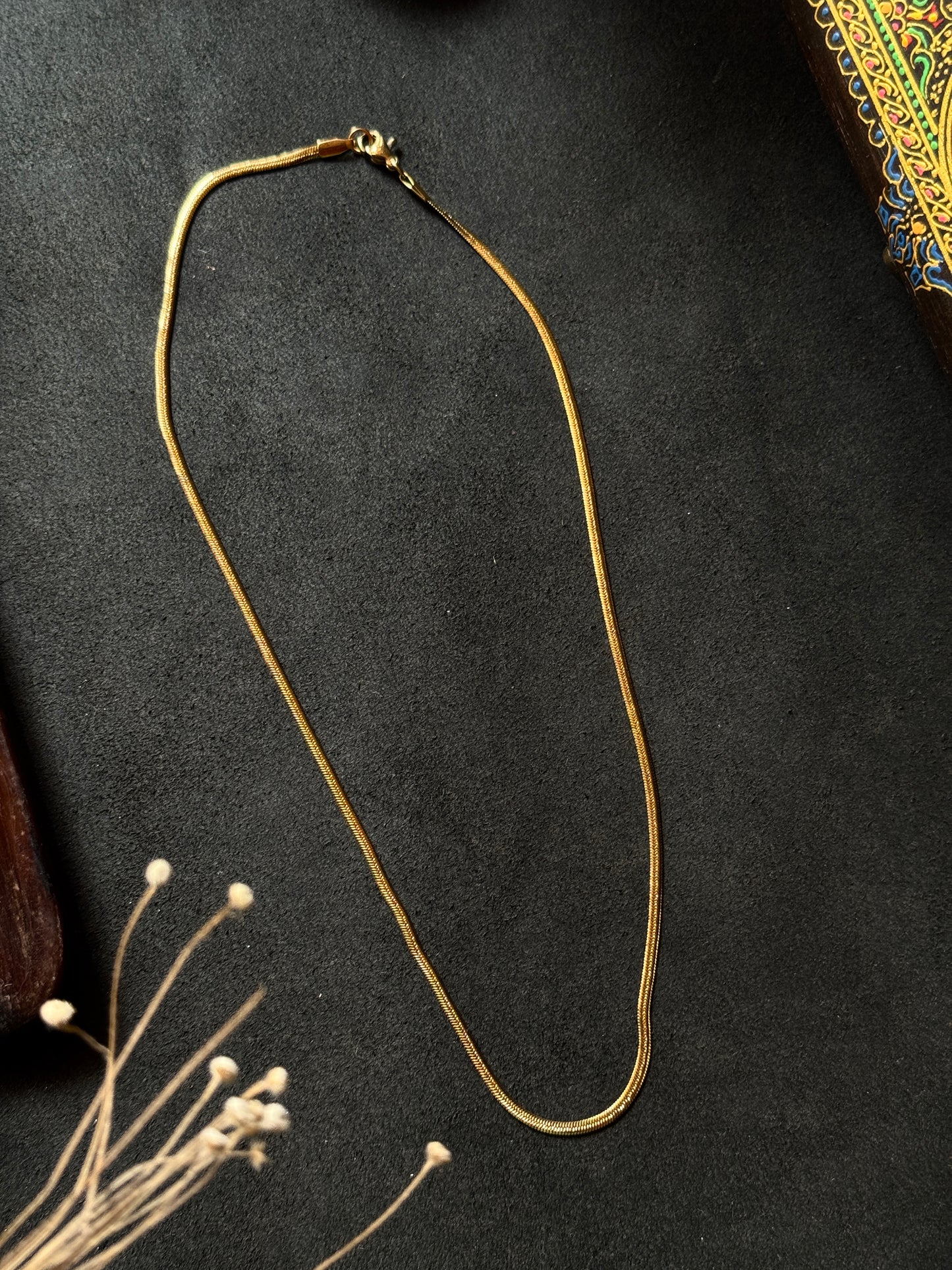Snake stainless steel 18k gold plated short chain 45 cm x 2mm