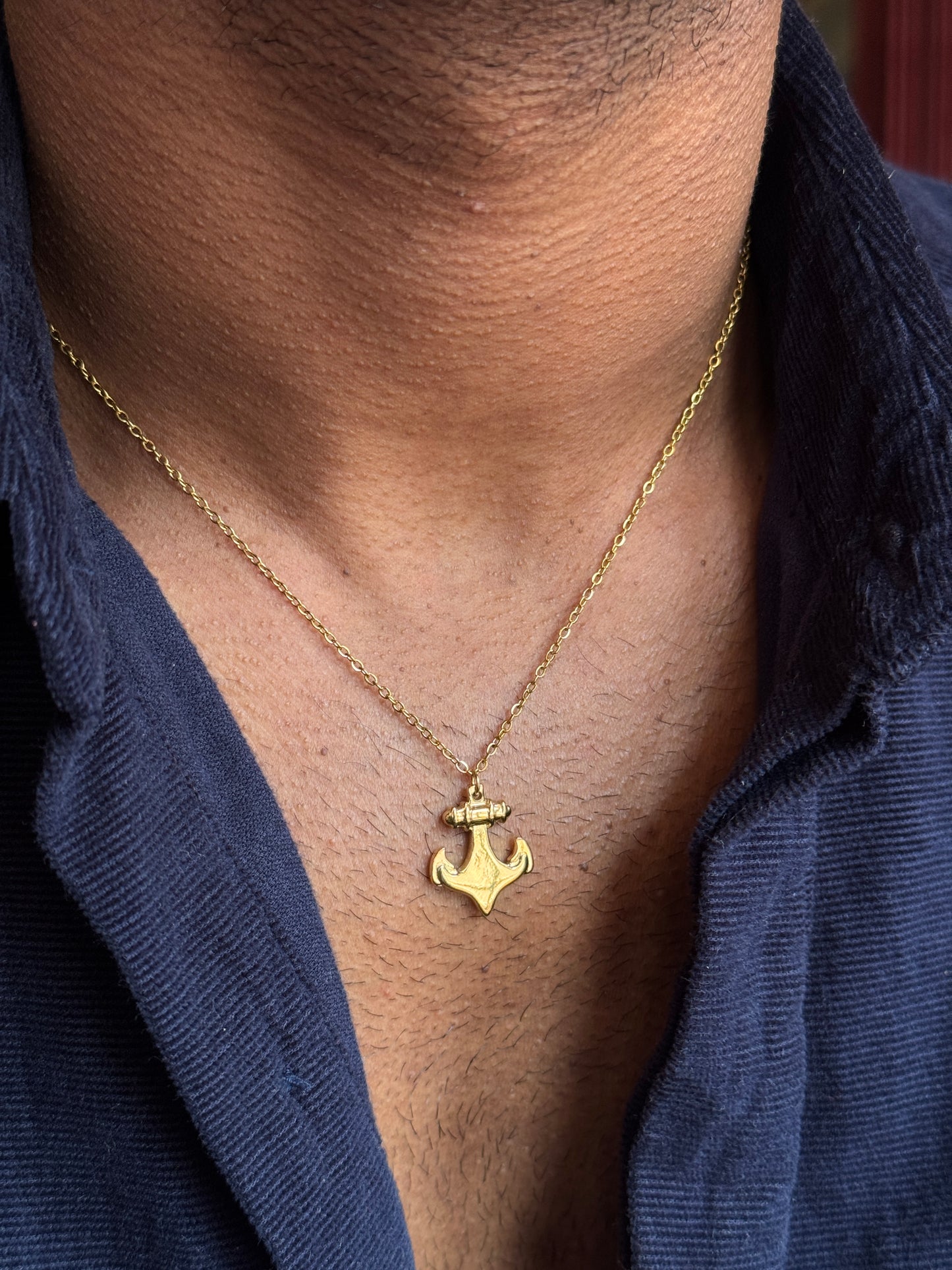 Anchor necklace 18k gold-plated