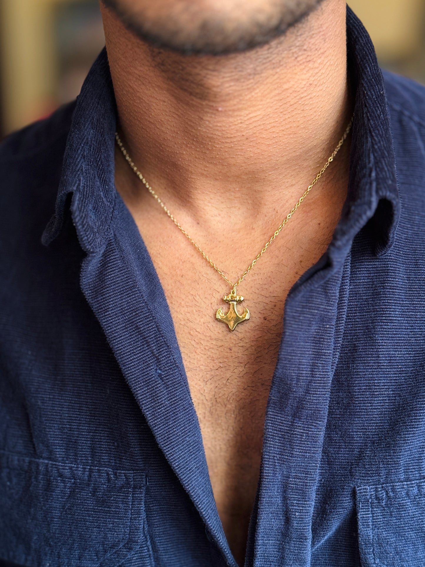 Anchor necklace 18k gold-plated