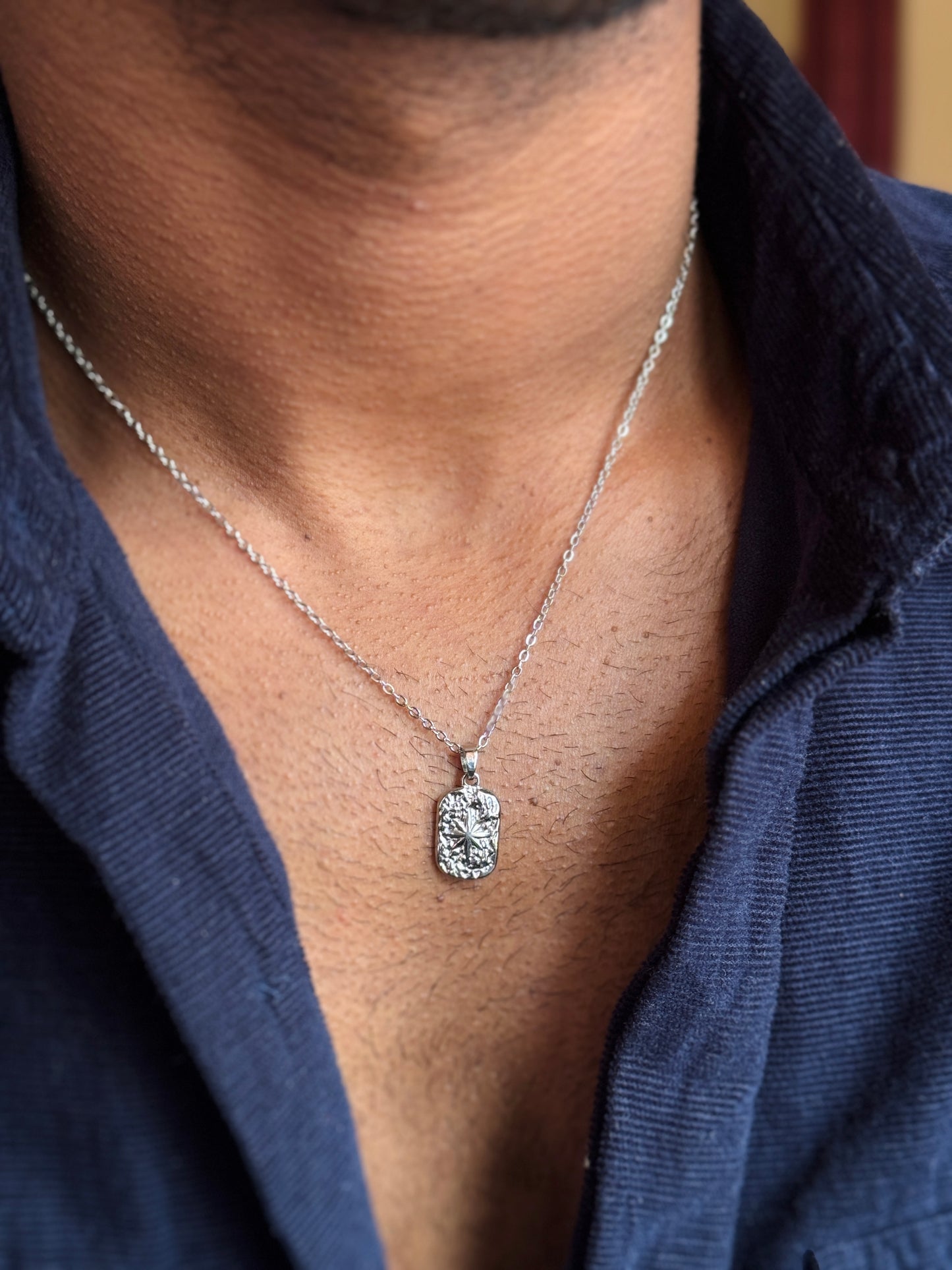 Star rectangle stainless steel necklace