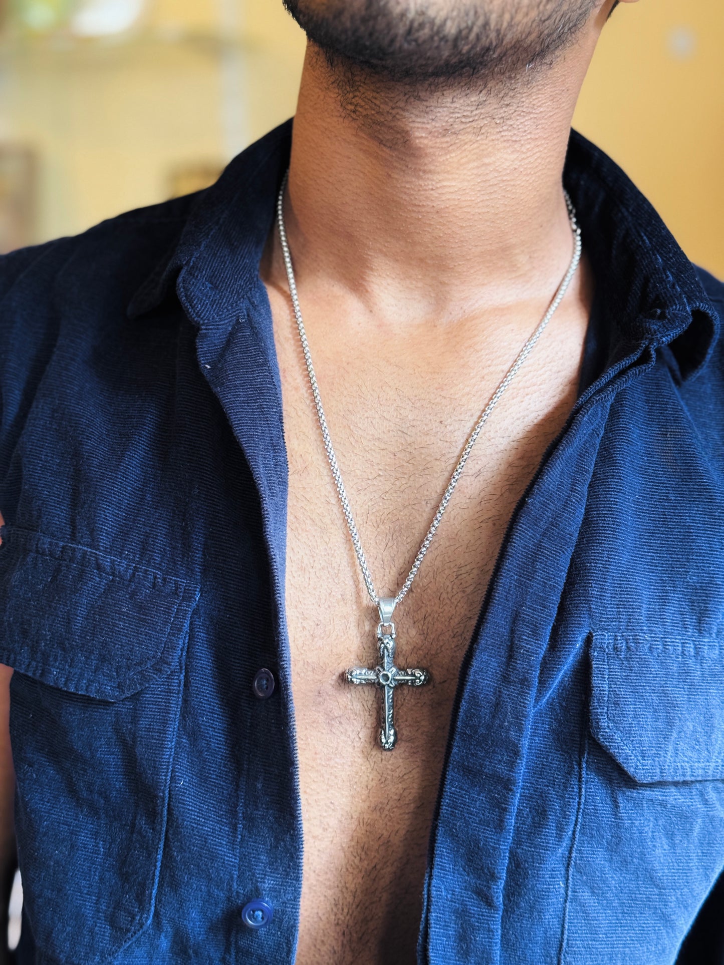 Big cross stainless steel necklace