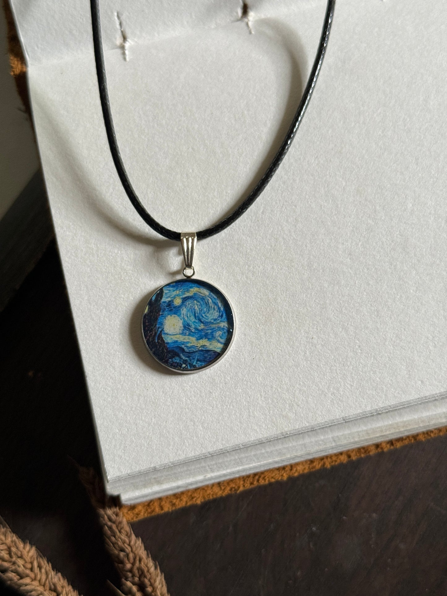 Starry night resin necklace