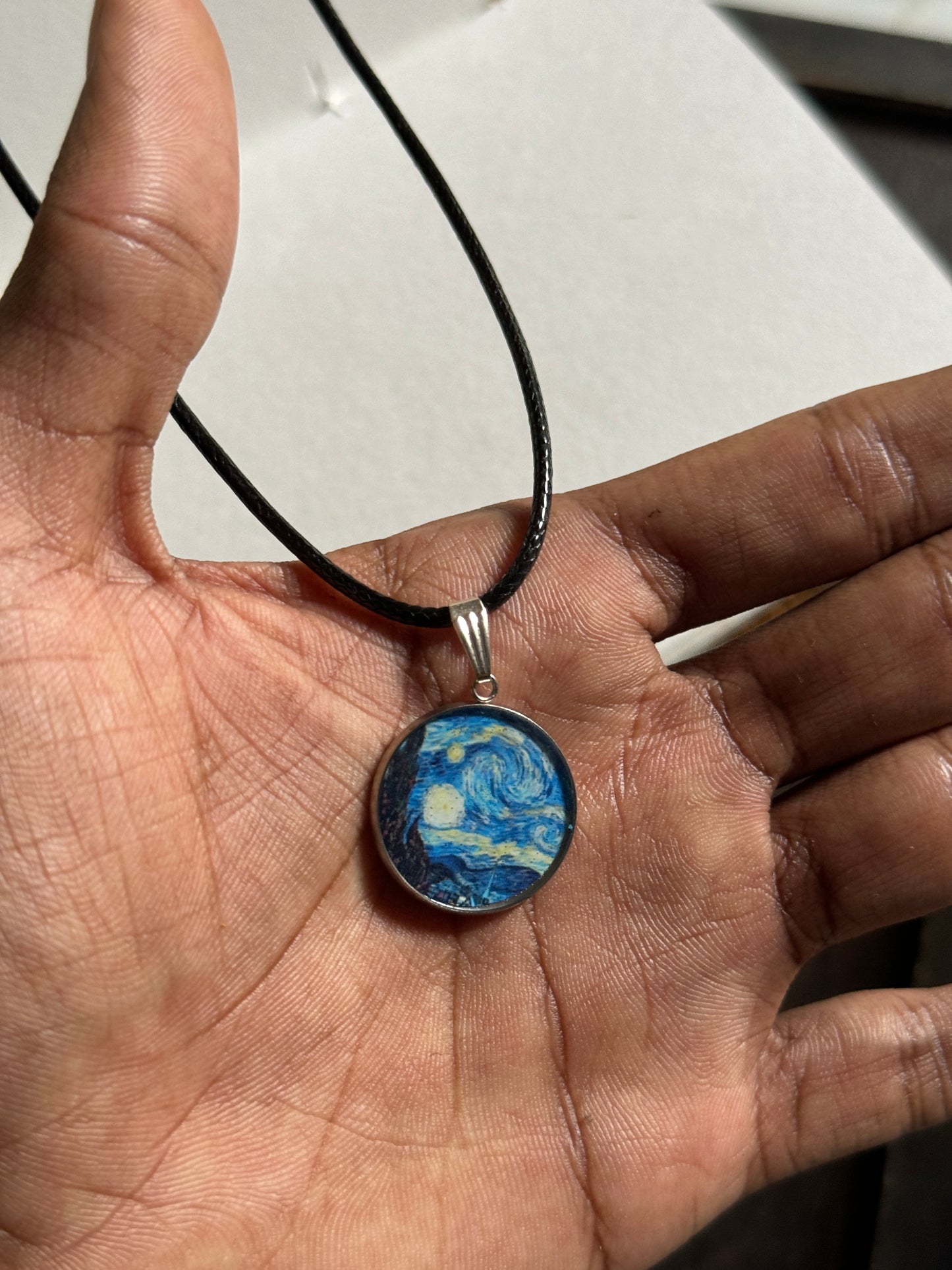 Starry night resin necklace