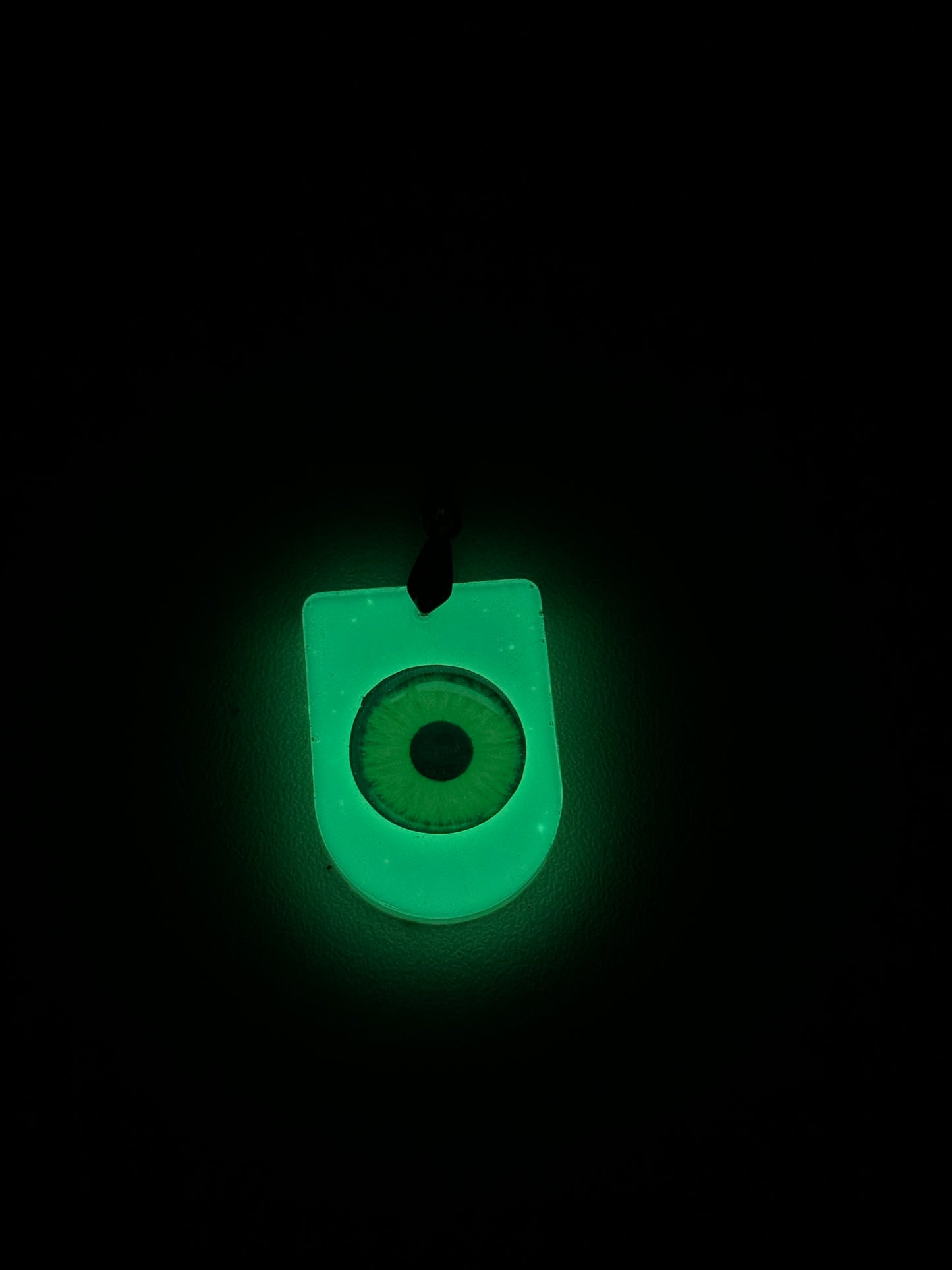Glow in the dark light green eye resin necklace - clearance sale piece