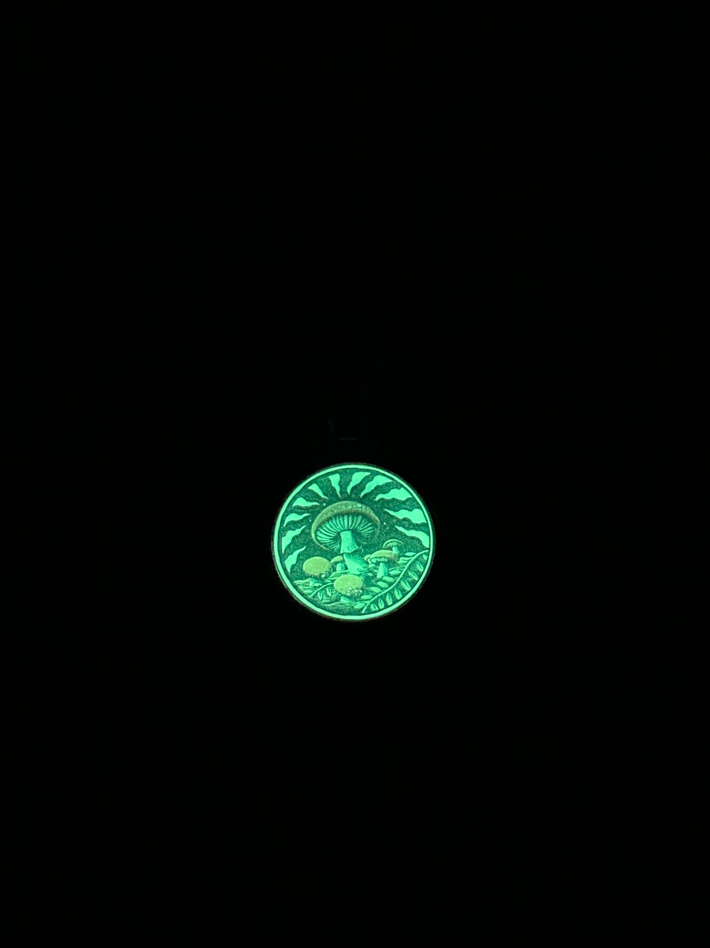 Glow in the dark magic mushroom resin necklace