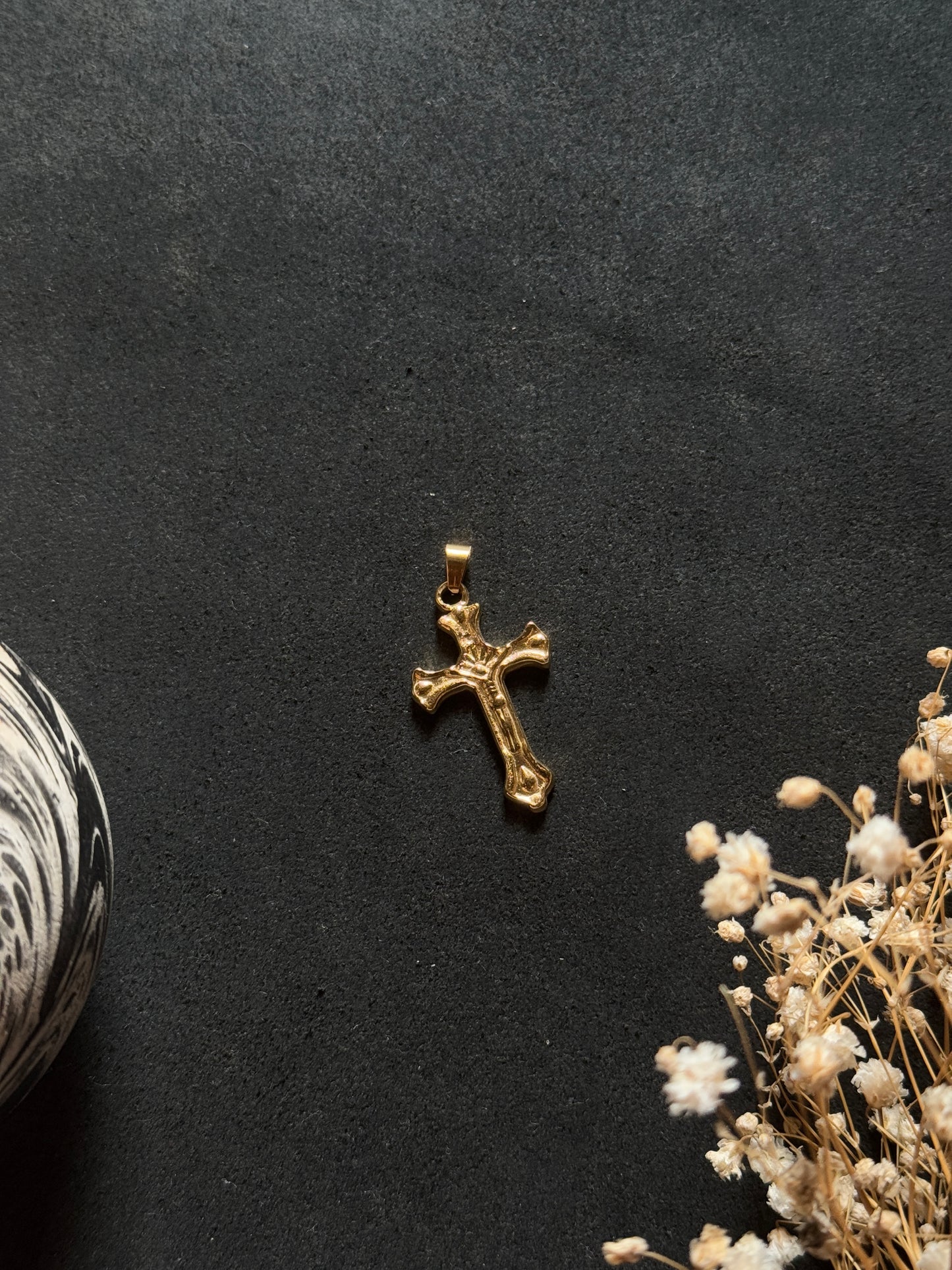 18k gold plated cross stainless steel medium size pendant