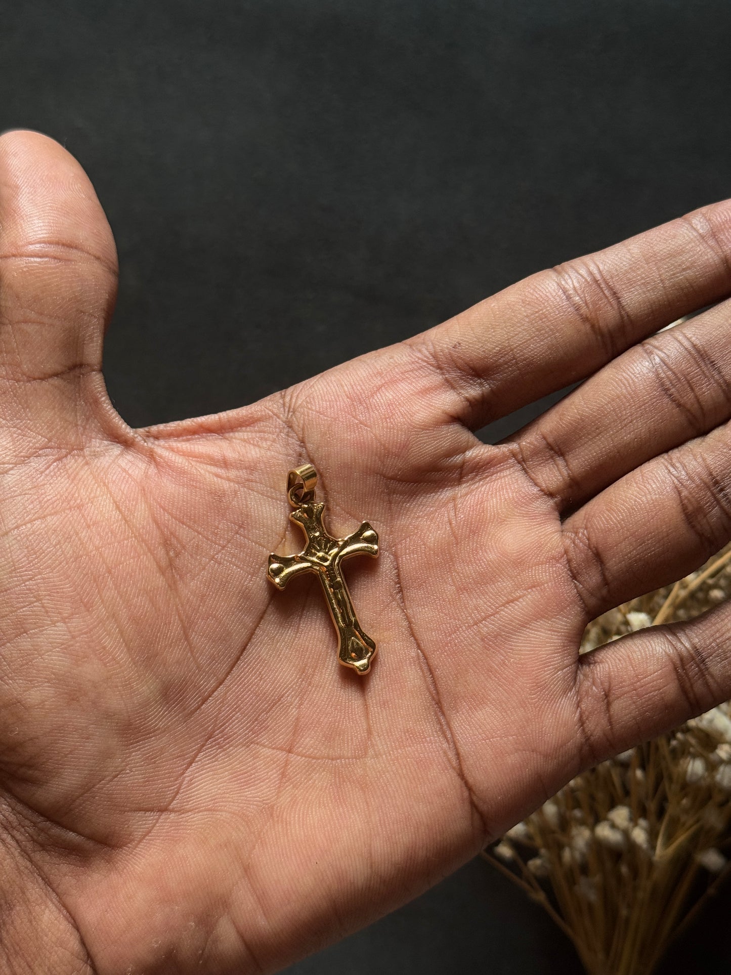18k gold plated cross stainless steel medium size pendant