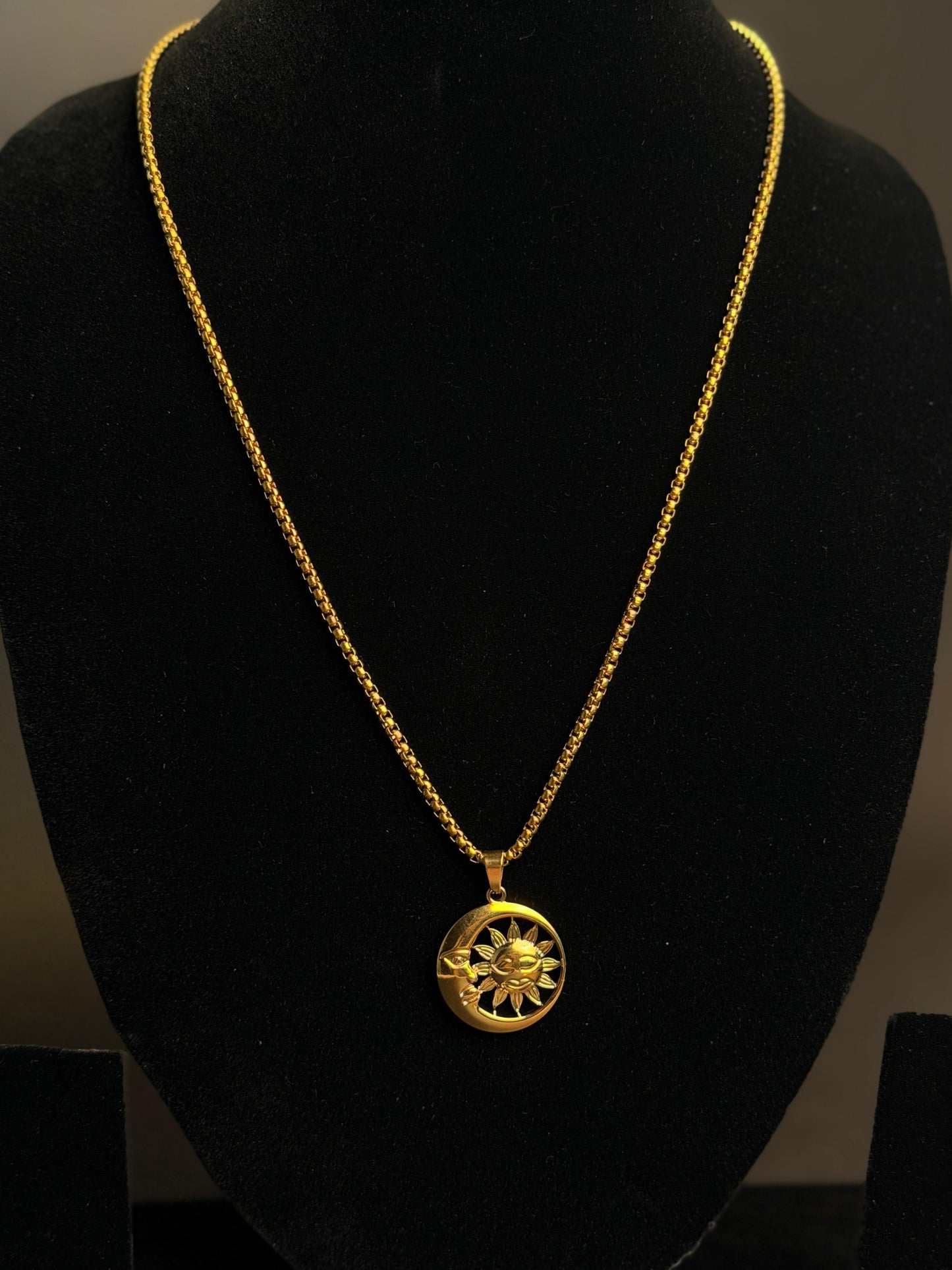 Sun Moon Stainless steel 18k gold plated chain