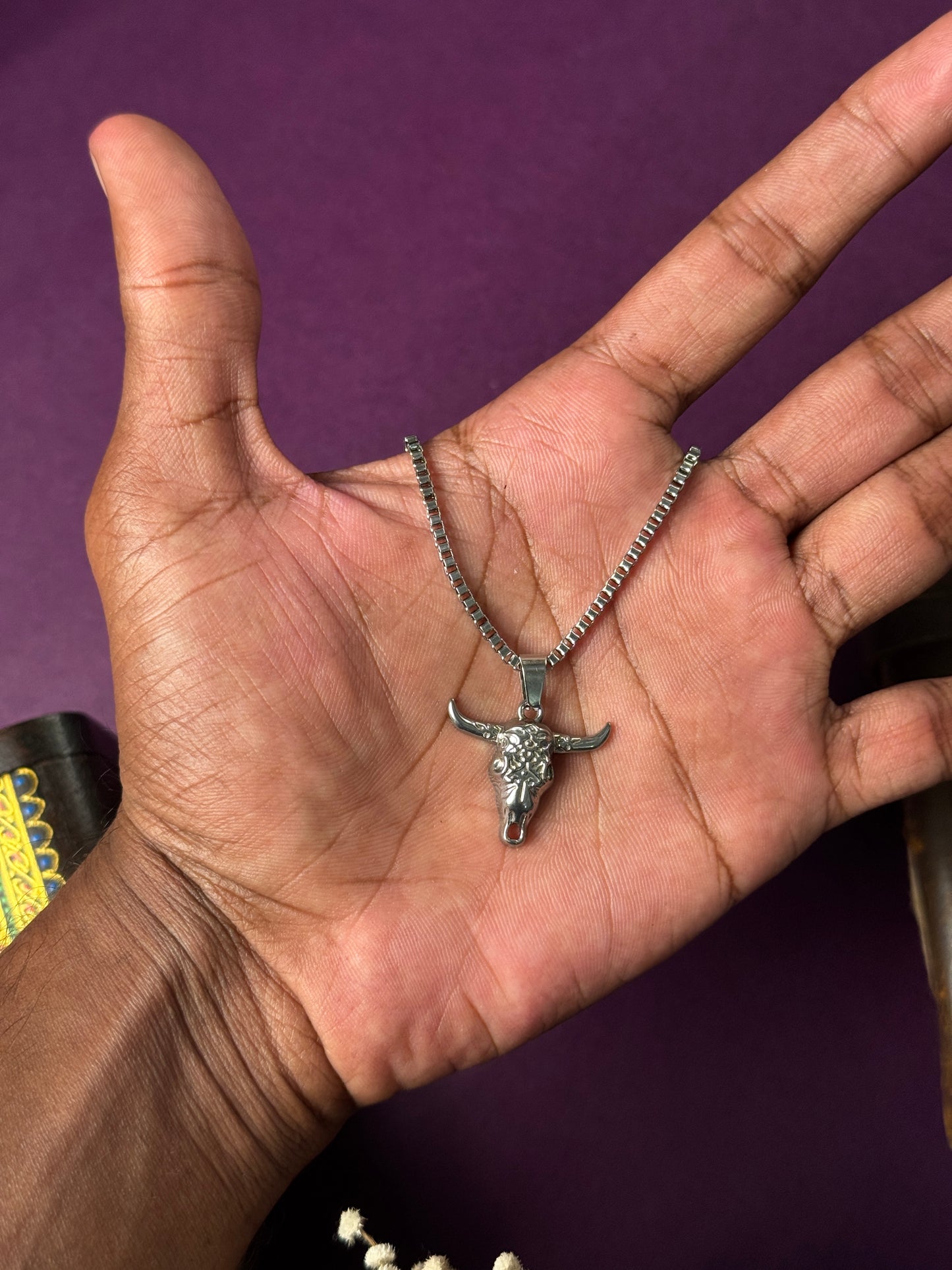 Bull head Stainless steel silver necklace